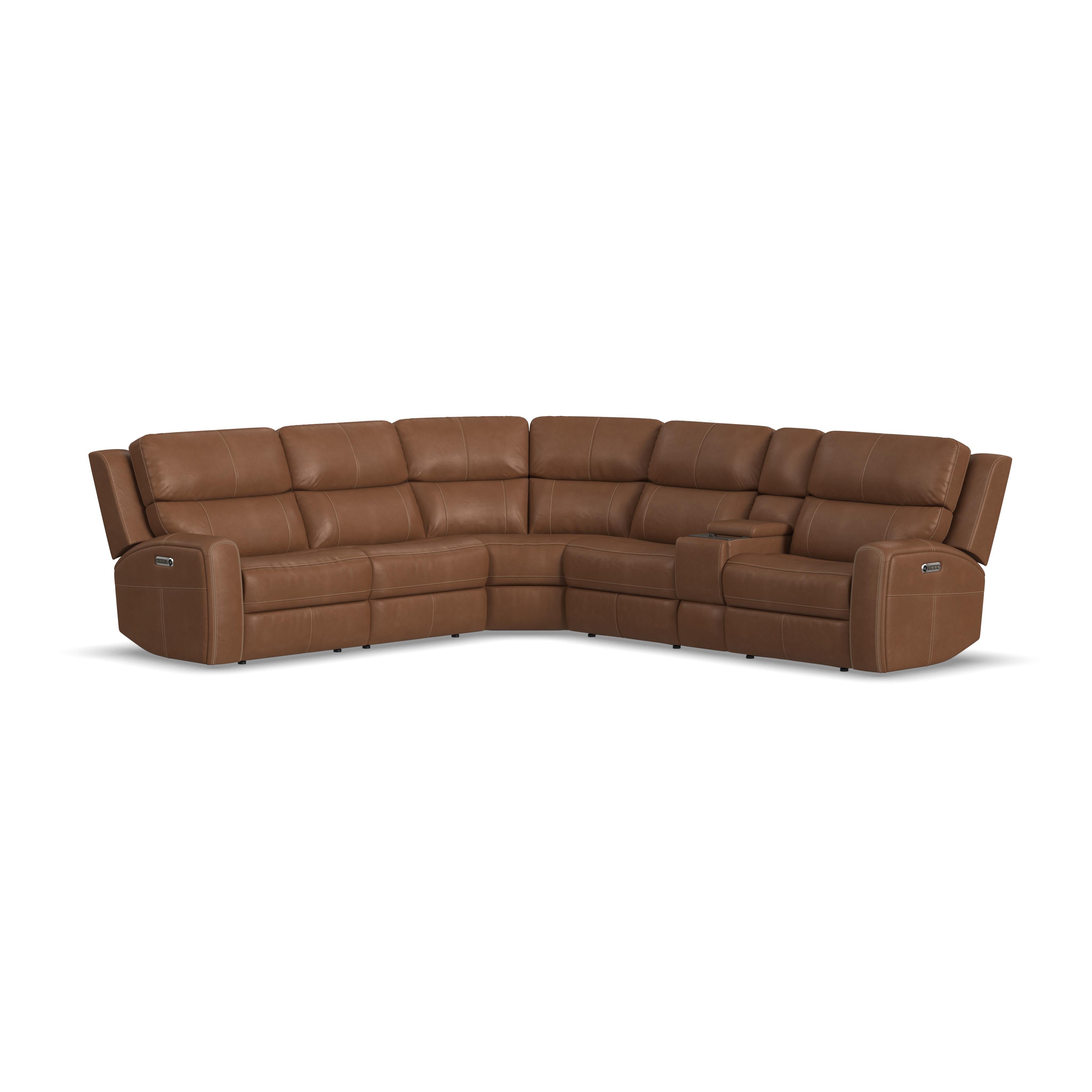Flexsteel Linden Power Reclining Sectional with Power Headrests & Lumbar