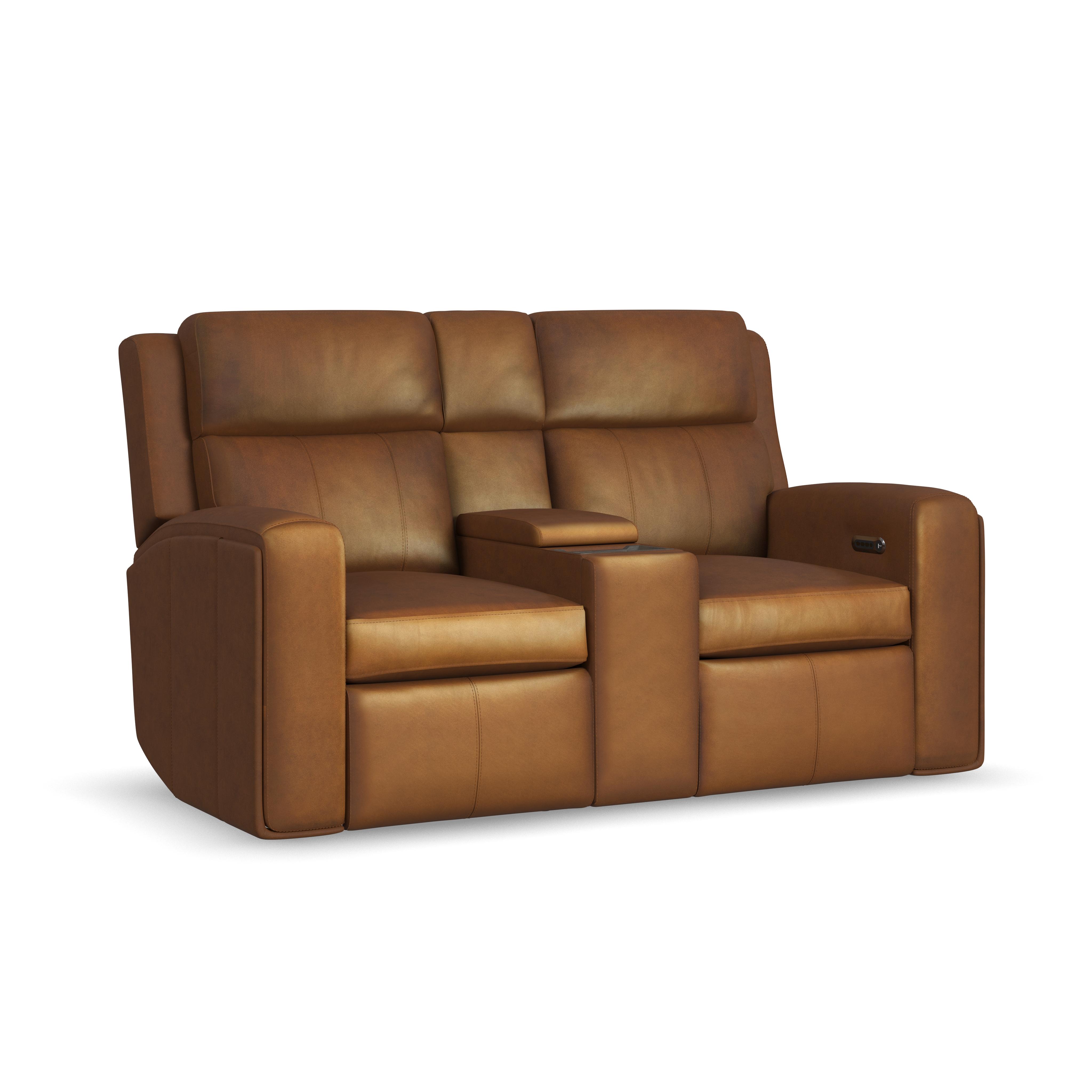 Flexsteel Wyatt Power Reclining Loveseat with Console & Power Headrests & Lumbar