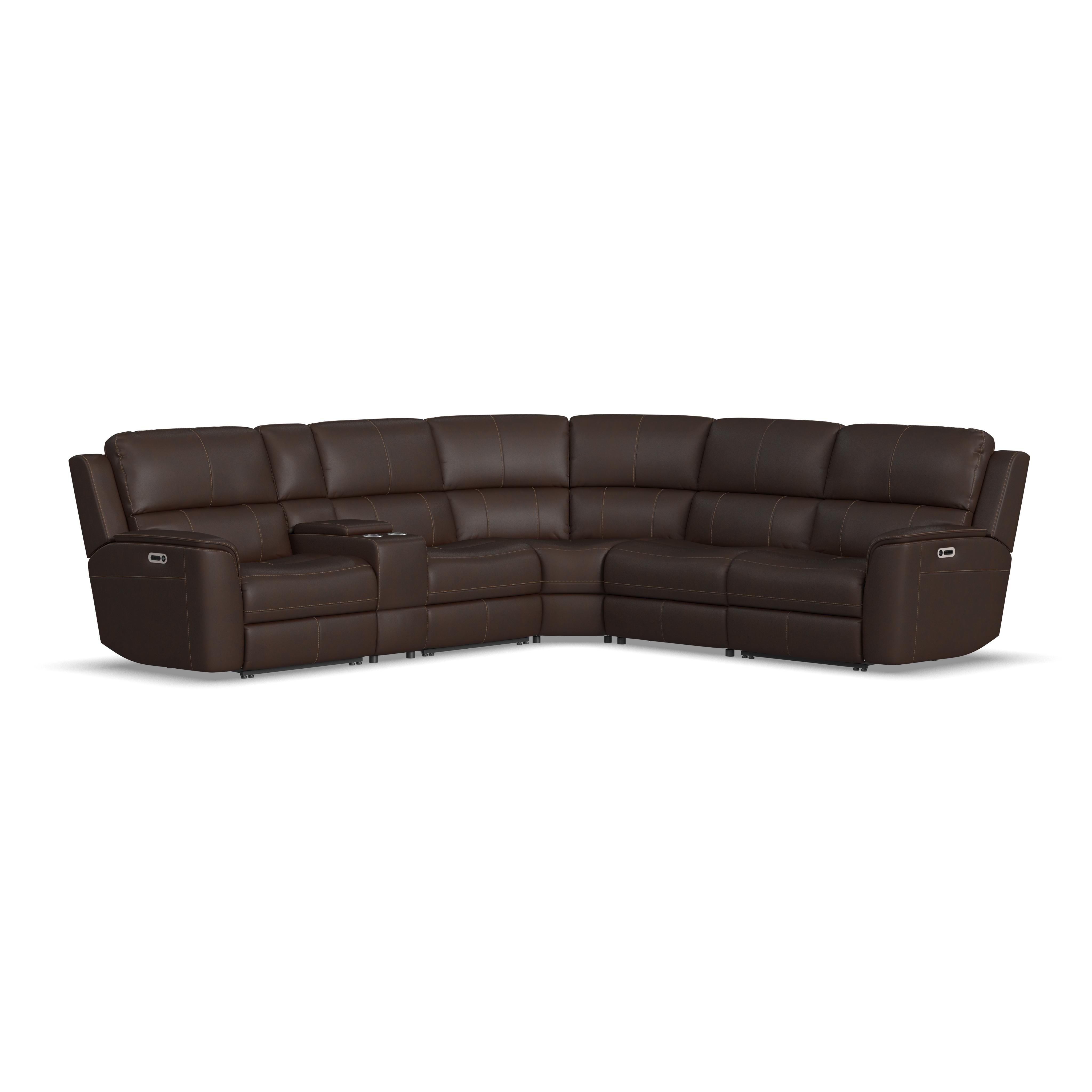 Flexsteel Henry Power Reclining Sectional with Power Headrests & Lumbar