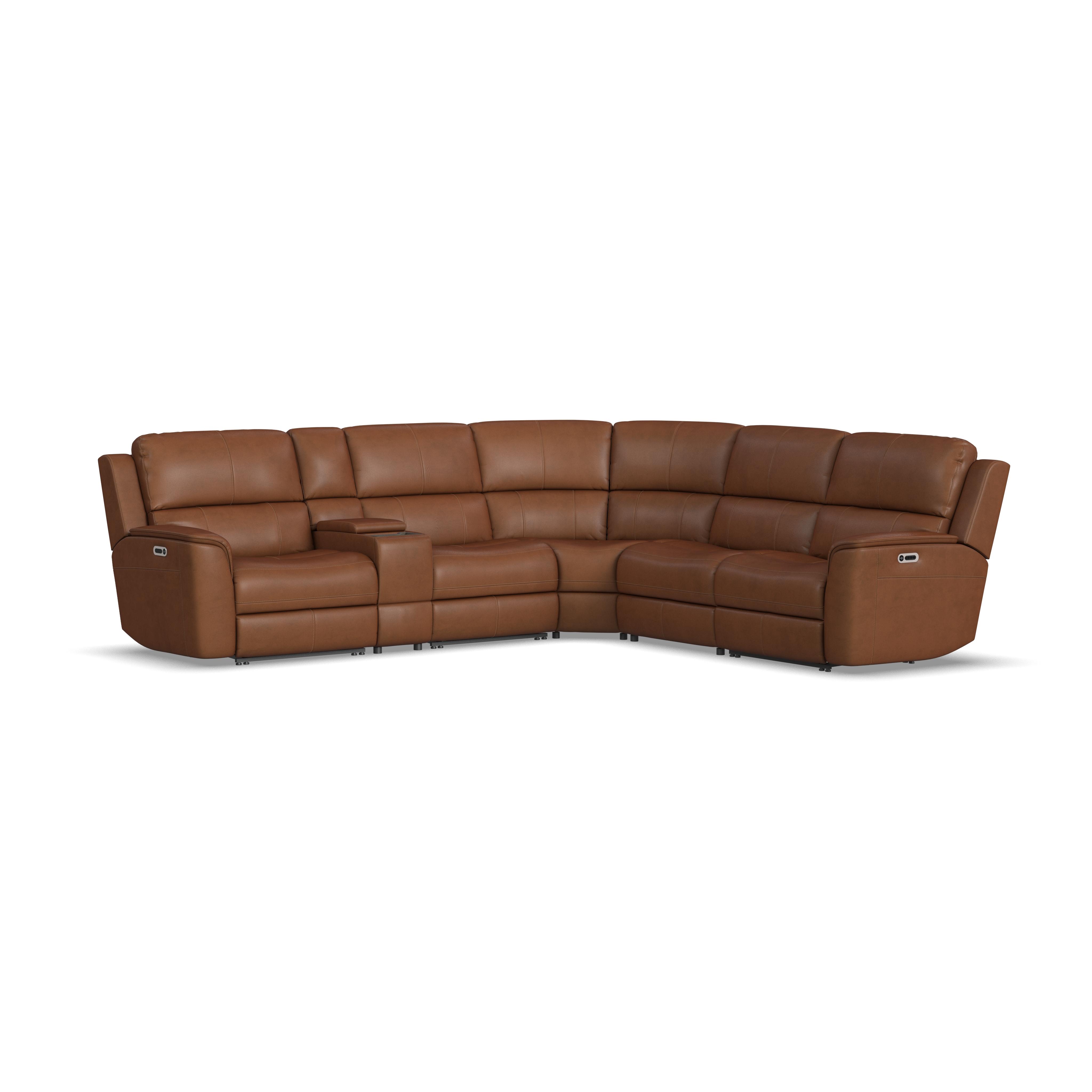 Flexsteel Henry Power Reclining Sectional with Power Headrests & Lumbar