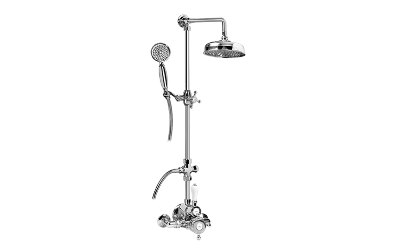Graff Faucets Traditional Exposed Thermostatic Tub and Shower System - w/Metal Handshower Handle Graff Faucets Traditional Exposed Thermostatic Tub and Shower System - w/Metal Handshower Handle