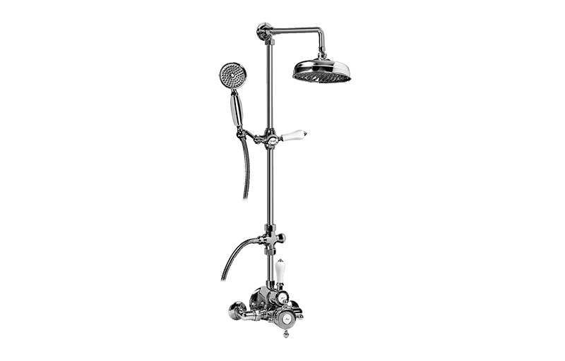 Graff Faucets Traditional Exposed Thermostatic Tub and Shower System - w/Metal Handshower Handle Graff Faucets Traditional Exposed Thermostatic Tub and Shower System - w/Metal Handshower Handle