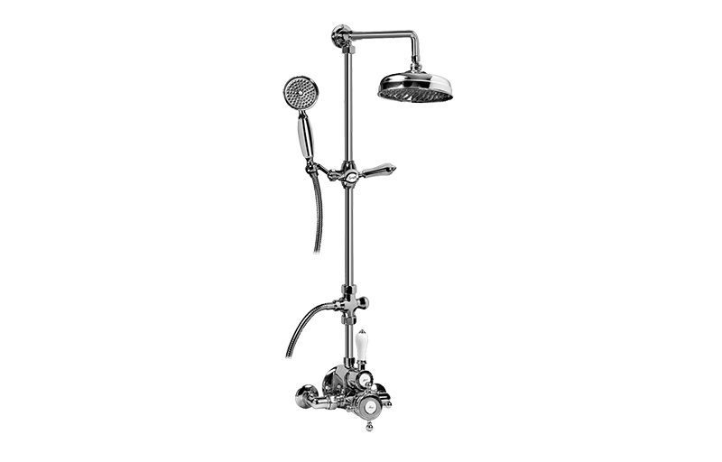 Graff Faucets Traditional Exposed Thermostatic Tub and Shower System - w/Metal Handshower Handle Graff Faucets Traditional Exposed Thermostatic Tub and Shower System - w/Metal Handshower Handle