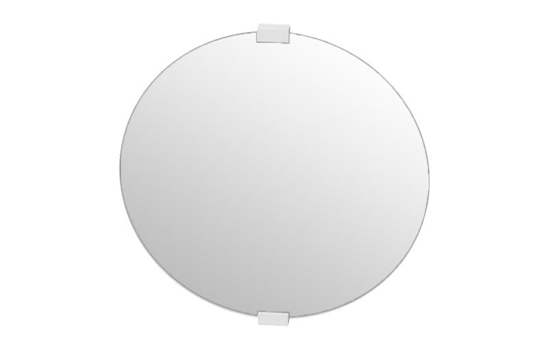 Graff Faucets Expo Round mirror with wood brackets