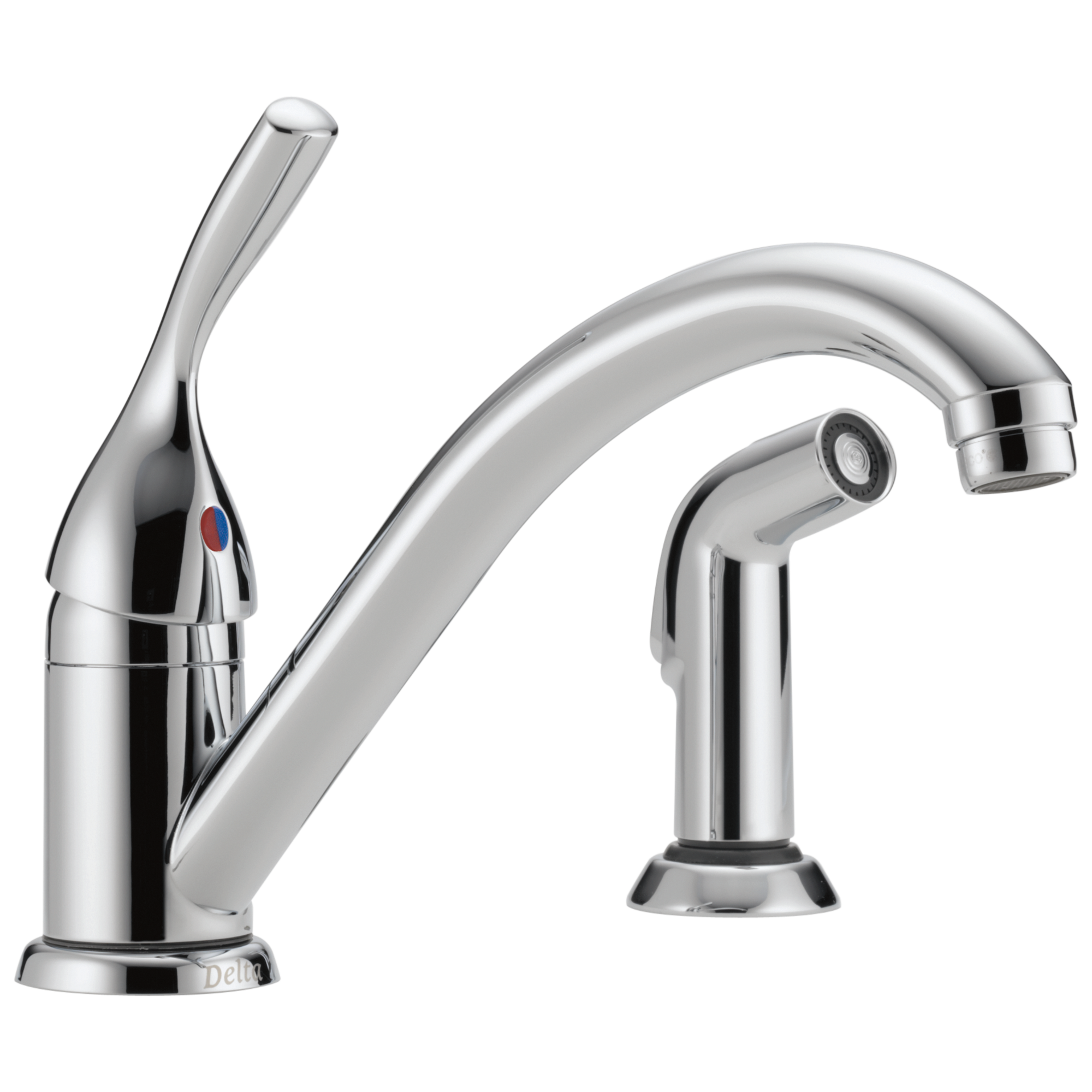 Delta Delta 134 / 100 / 300 / 400 Series: Single Handle Kitchen Faucet with Spray