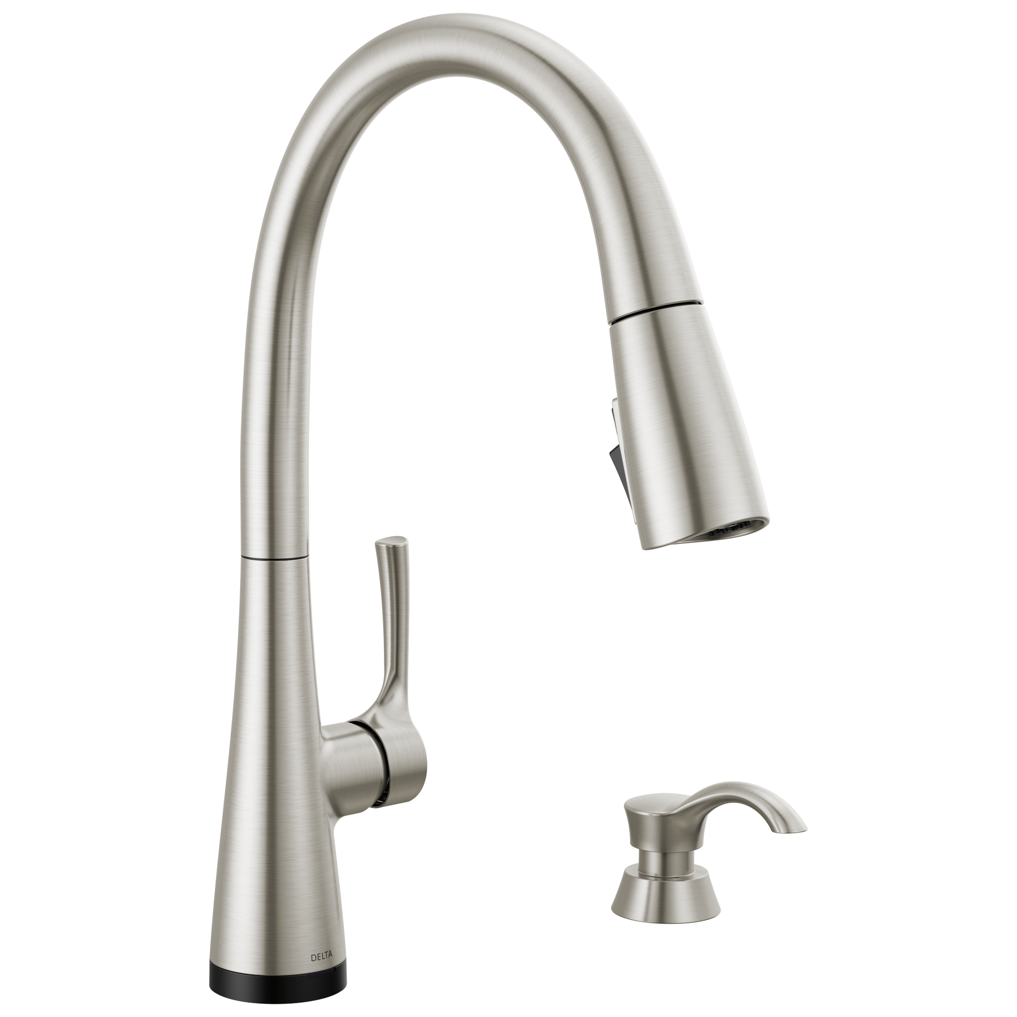 Delta Delta Auburn®: Single Handle Pull-Down Kitchen Faucet with Soap Dispenser and Touch<sub>2</sub>O®  Technology Delta Delta Auburn®: Single Handle Pull-Down Kitchen Faucet with Soap Dispenser and Touch<sub>2</sub>O®  Technology