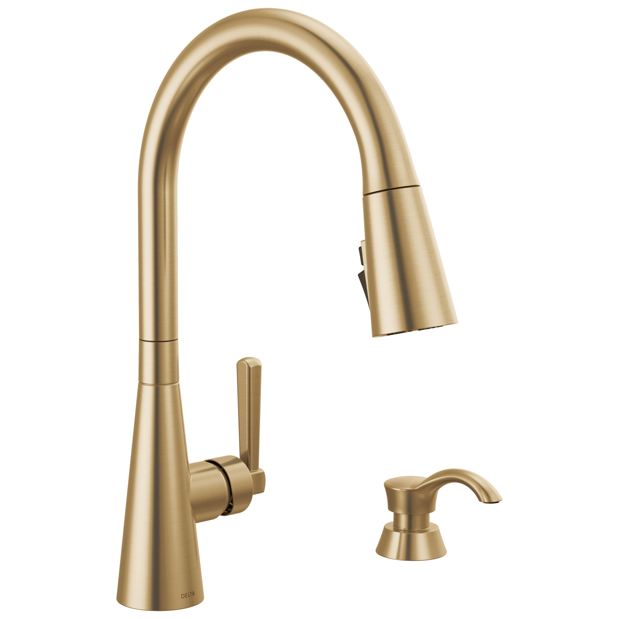 Delta Delta Boyd™: Single Handle Pull-Down Kitchen Faucet with Soap Dispenser and ShieldSpray Technology Delta Delta Boyd™: Single Handle Pull-Down Kitchen Faucet with Soap Dispenser and ShieldSpray Technology