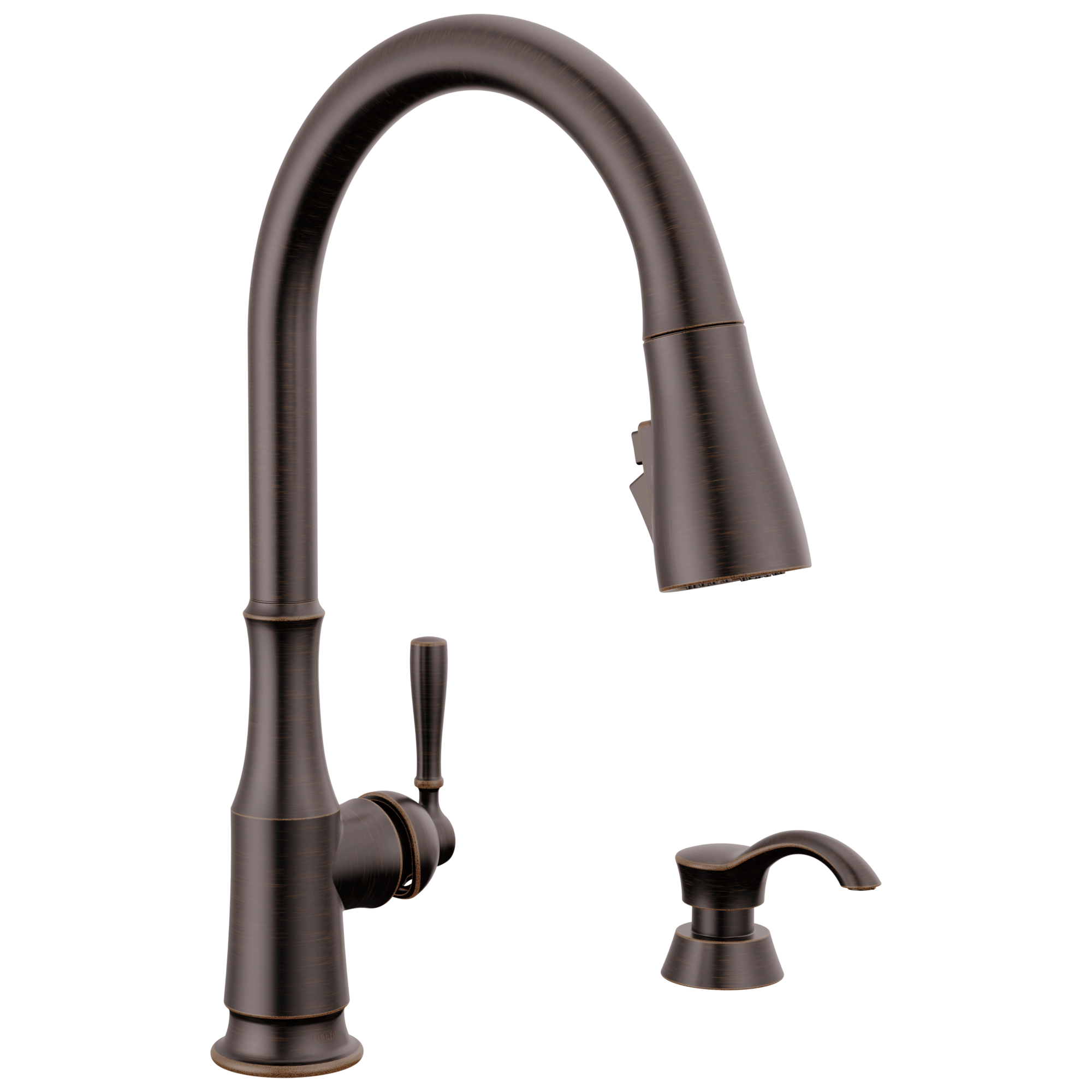 Delta Delta Capertee™: Single Handle Pull-Down Kitchen Faucet with Soap Dispenser and ShieldSpray Technology Delta Delta Capertee™: Single Handle Pull-Down Kitchen Faucet with Soap Dispenser and ShieldSpray Technology