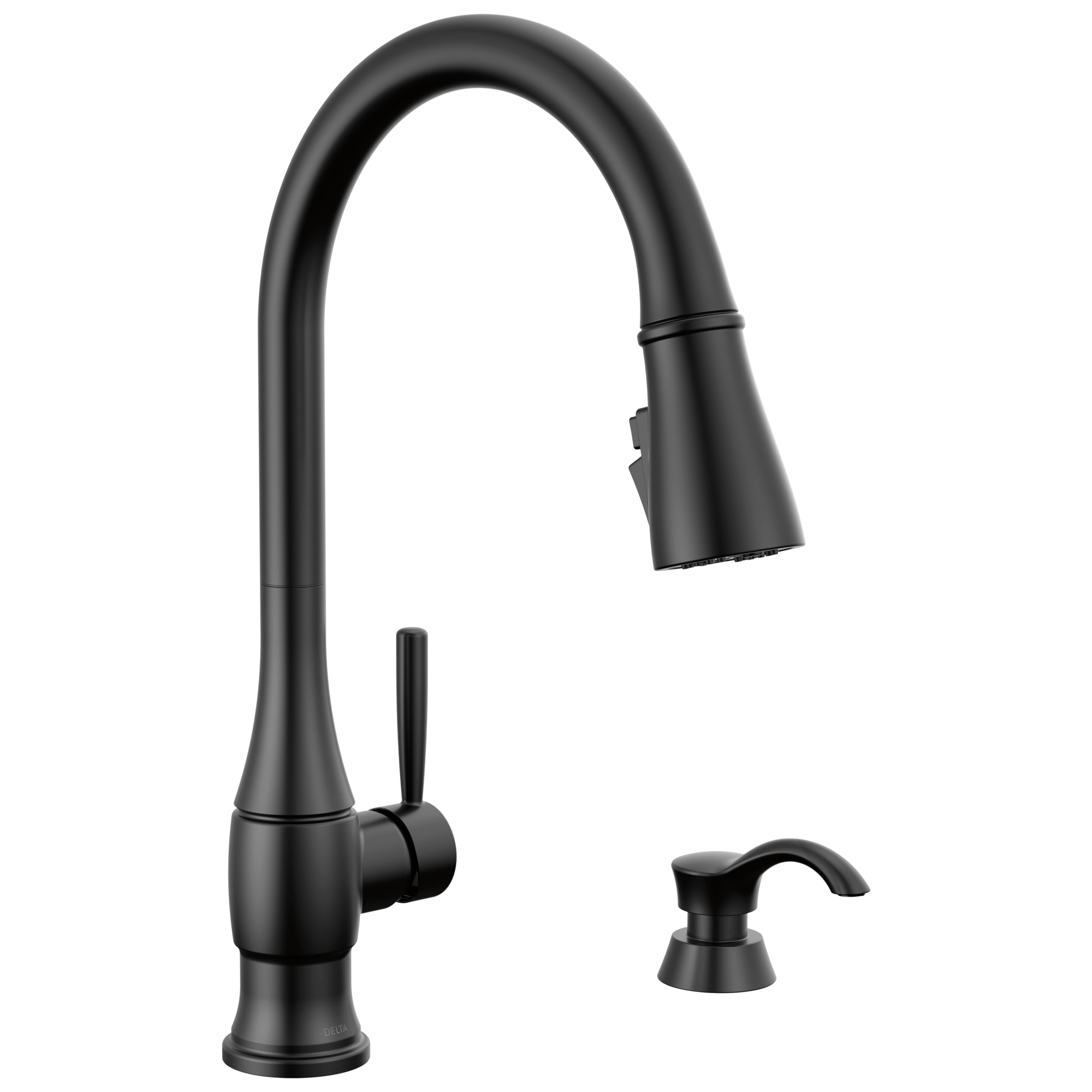 Delta Delta Hazelwood™: Single Handle Pull-Down Kitchen Faucet with Soap Dispenser and ShieldSpray Technology Delta Delta Hazelwood™: Single Handle Pull-Down Kitchen Faucet with Soap Dispenser and ShieldSpray Technology