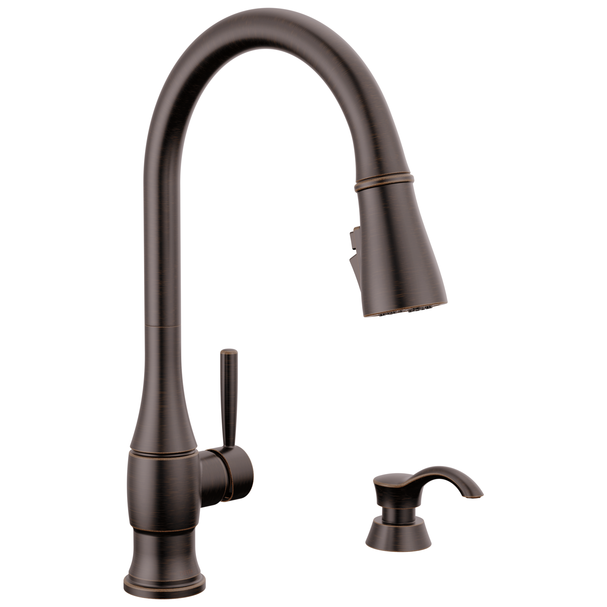 Delta Delta Hazelwood™: Single Handle Pull-Down Kitchen Faucet with Soap Dispenser and ShieldSpray Technology Delta Delta Hazelwood™: Single Handle Pull-Down Kitchen Faucet with Soap Dispenser and ShieldSpray Technology