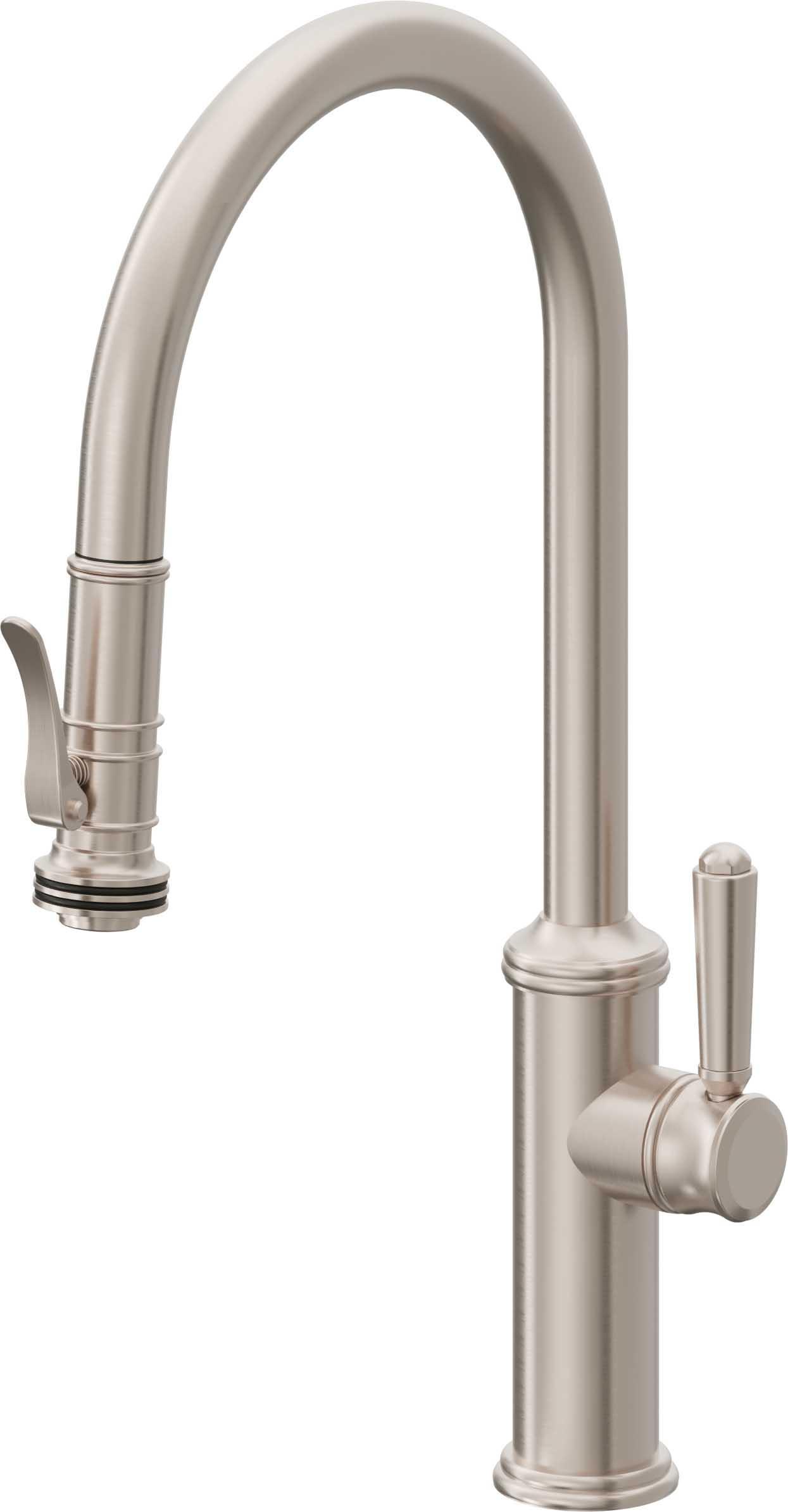 California Faucets Pull-Down Kitchen Faucet with Squeeze Sprayer - High Arc Spout
