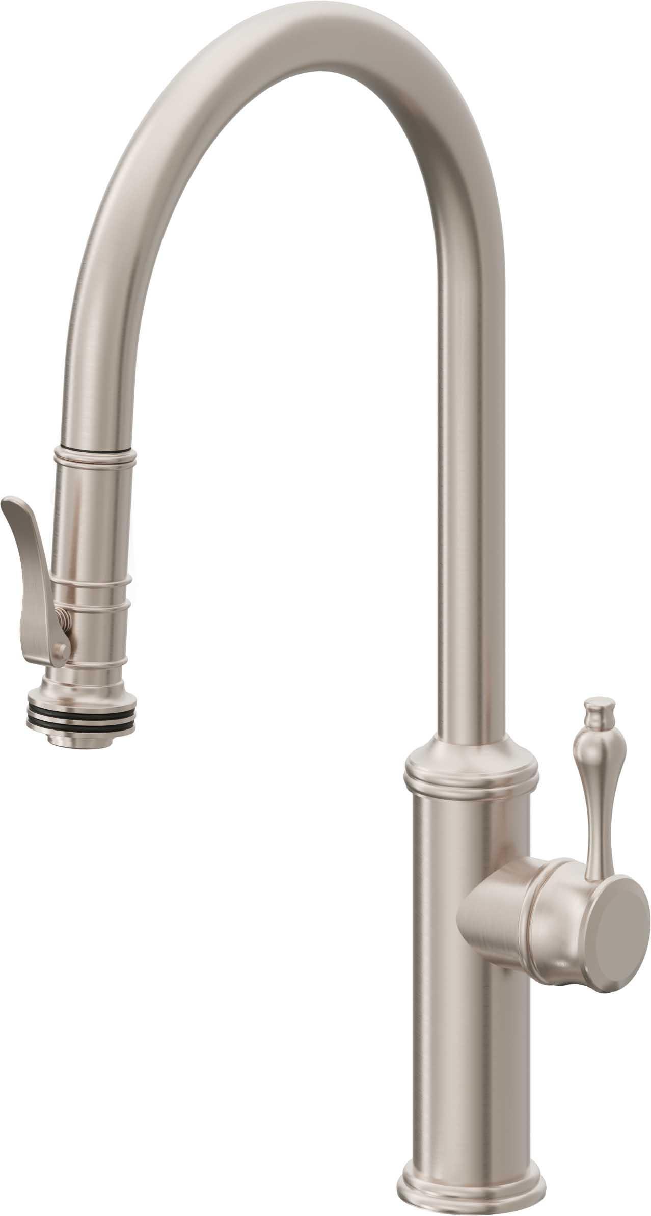 California Faucets Pull-Down Kitchen Faucet with Squeeze Sprayer - High Arc Spout