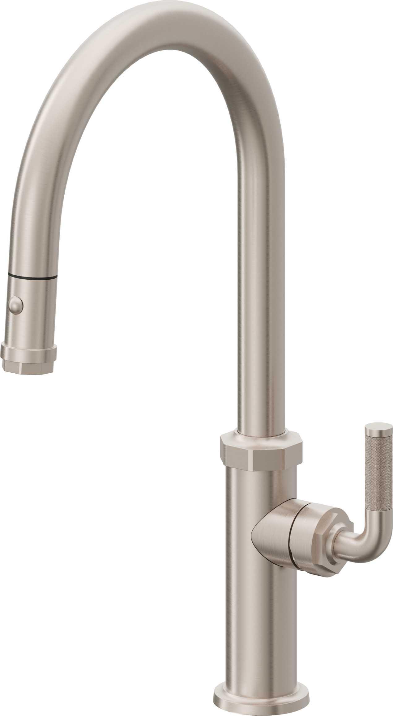 California Faucets Pull-Down Kitchen Faucet with Button Sprayer - High Arc Spout