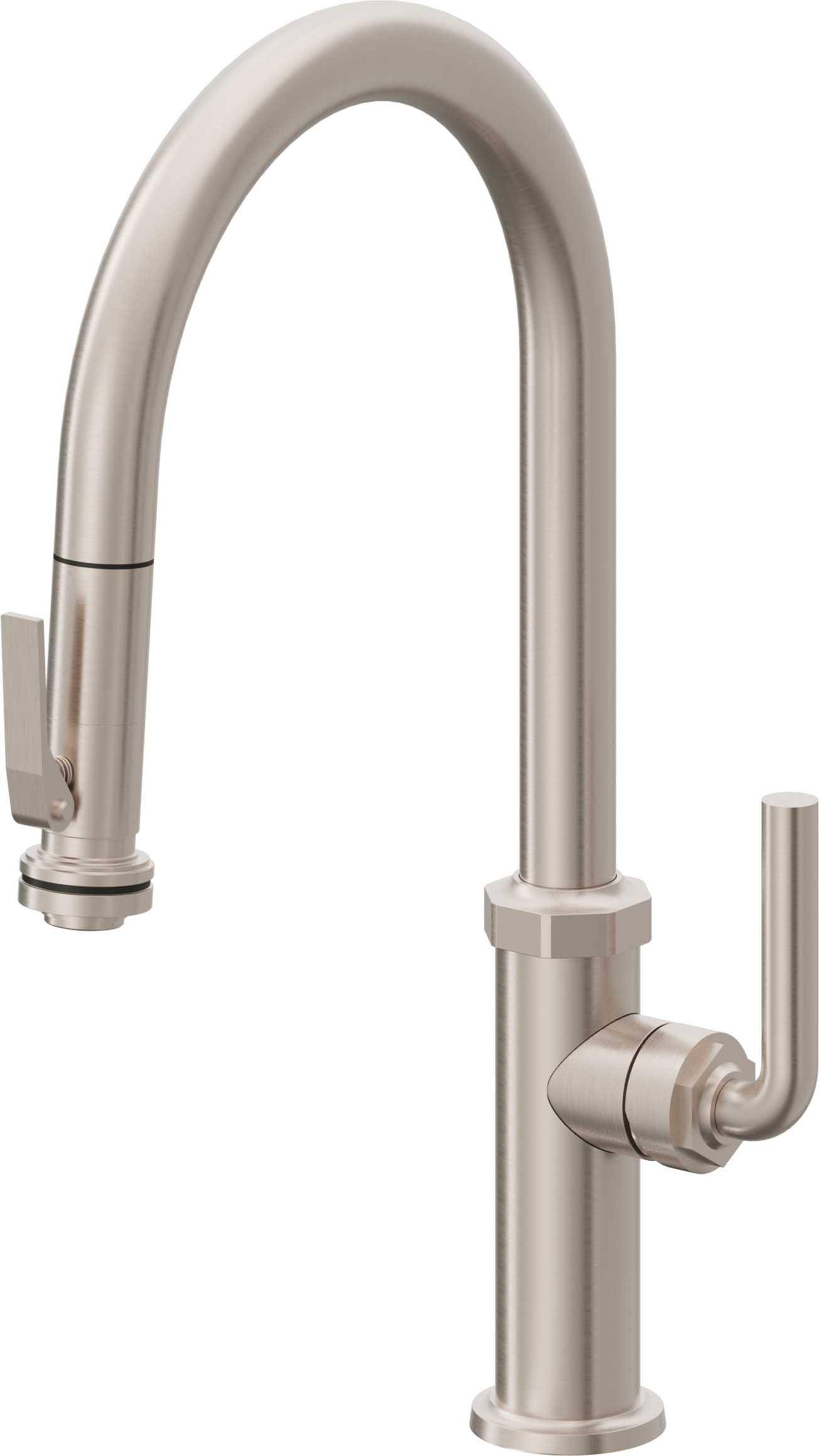 California Faucets Pull-Down Kitchen Faucet with Squeeze Sprayer - High Arc Spout
