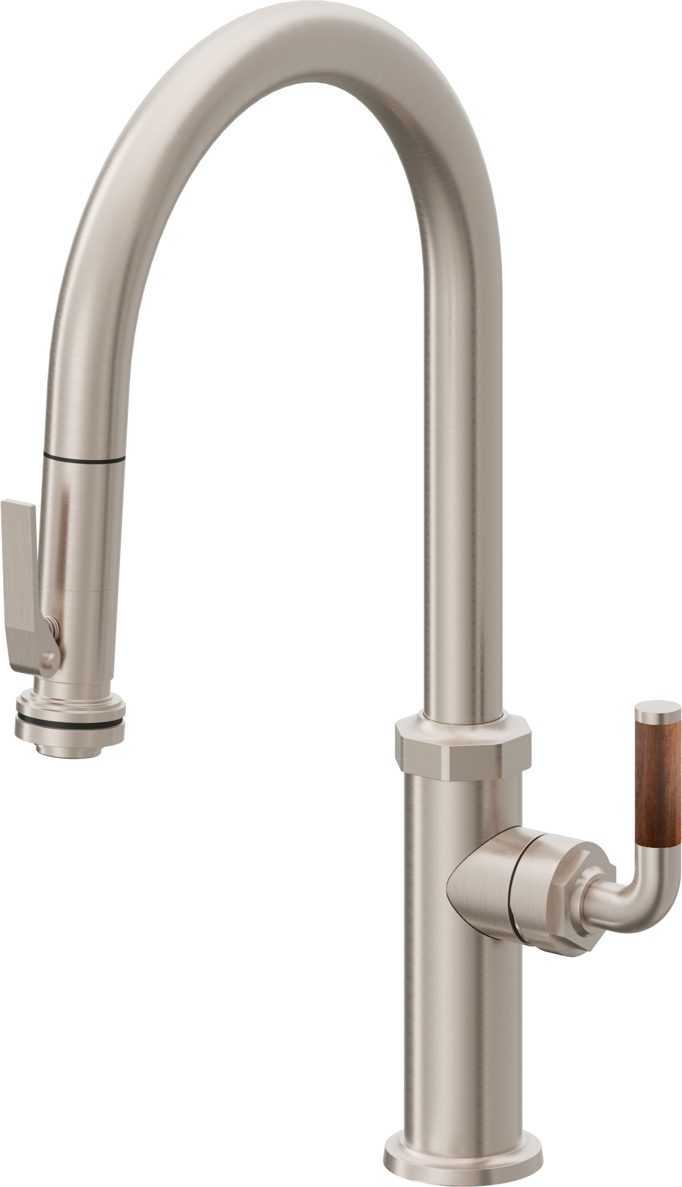 California Faucets Pull-Down Kitchen Faucet with Squeeze Sprayer - High Arc Spout