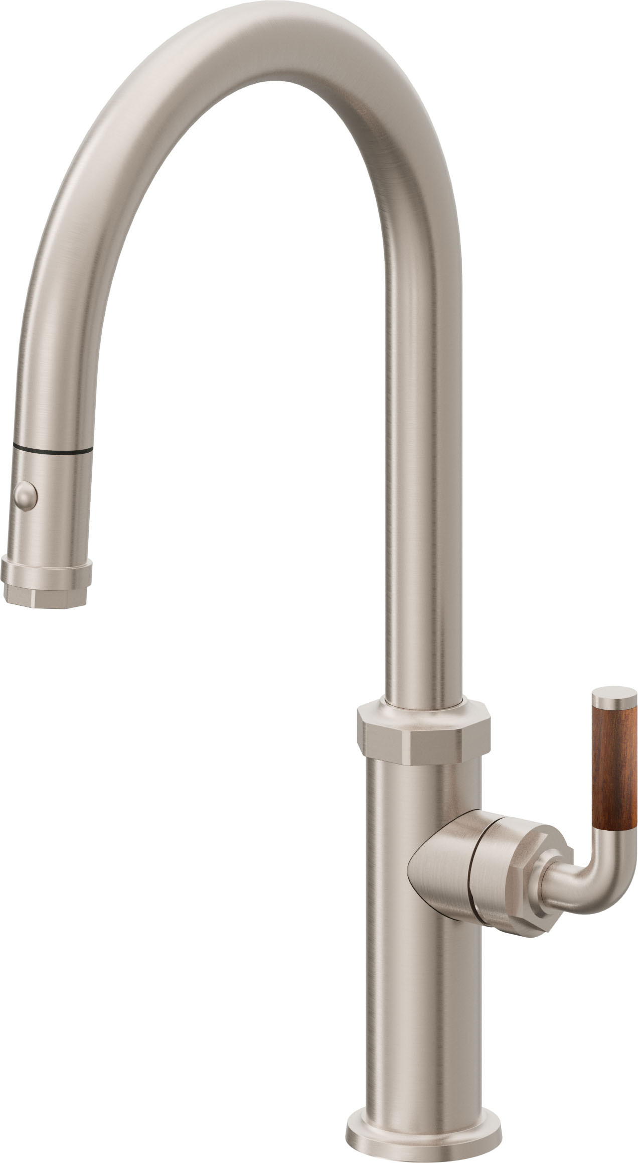 California Faucets Pull-Down Kitchen Faucet with Button Sprayer - High Arc Spout