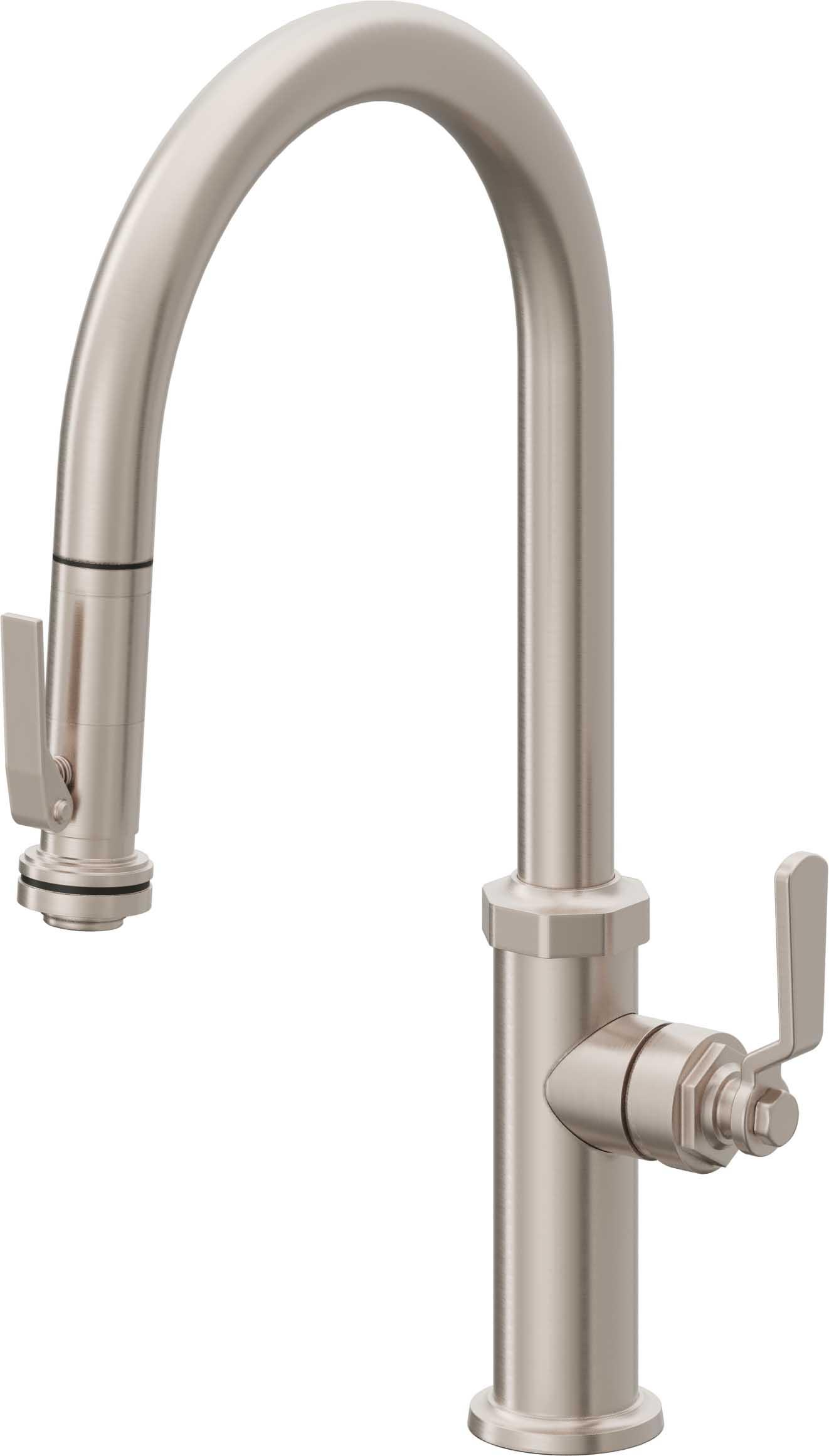 California Faucets Pull-Down Kitchen Faucet with Squeeze Sprayer - High Arc Spout