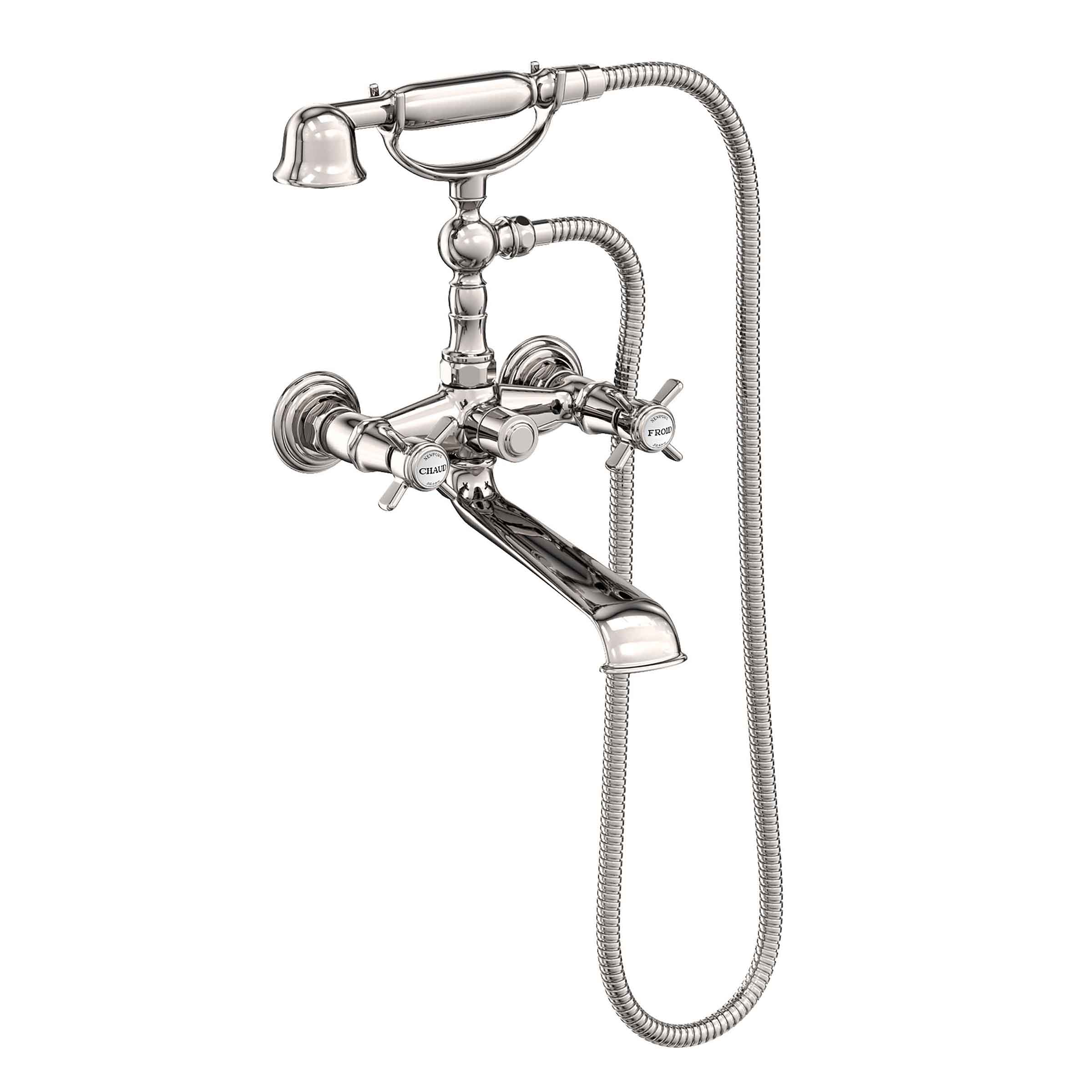 Newport Brass Fairfield Exposed Tub & Hand Shower Set - Wall Mount Polished Nickel