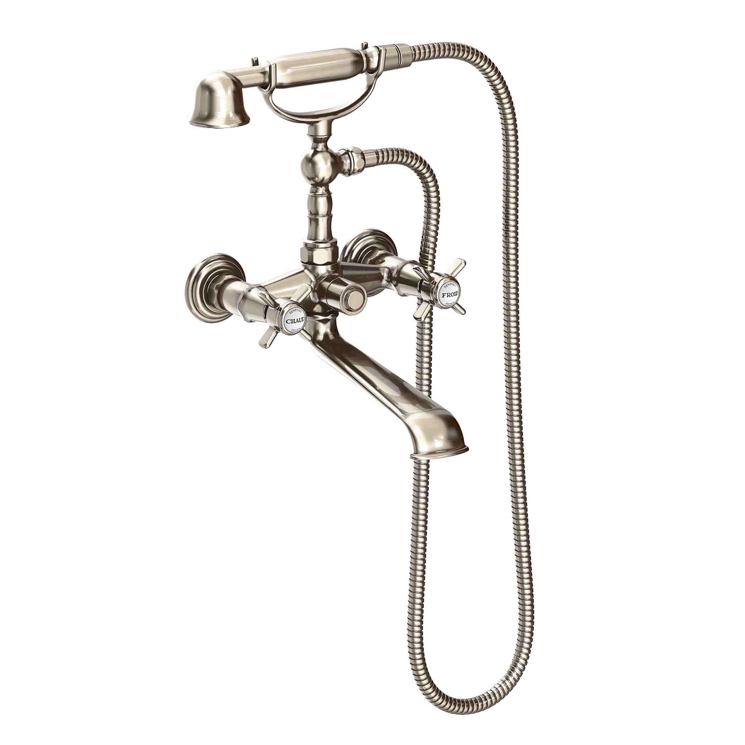 Newport Brass Fairfield Exposed Tub & Hand Shower Set - Wall Mount Antique Nickel