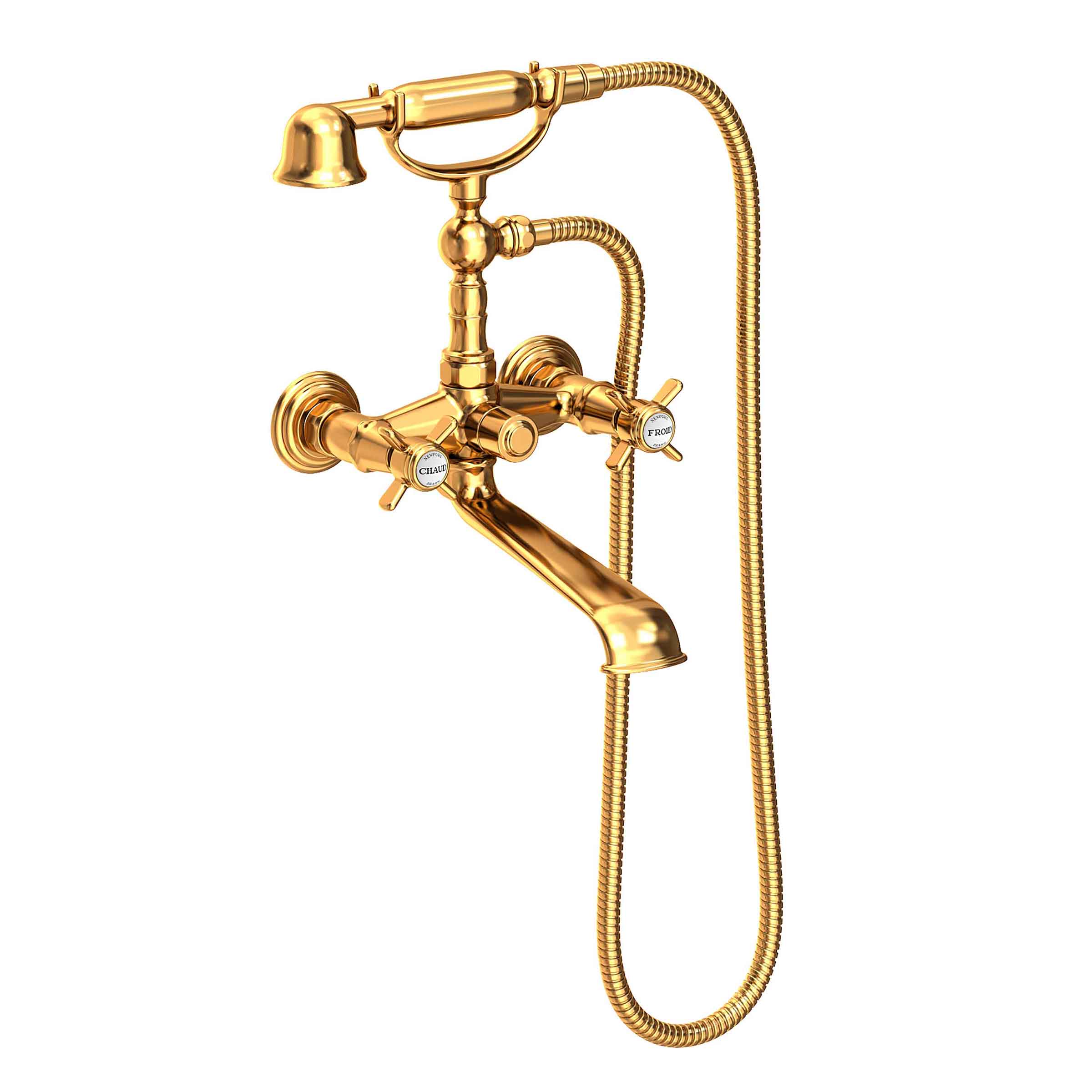 Newport Brass Fairfield Exposed Tub & Hand Shower Set - Wall Mount Aged Brass