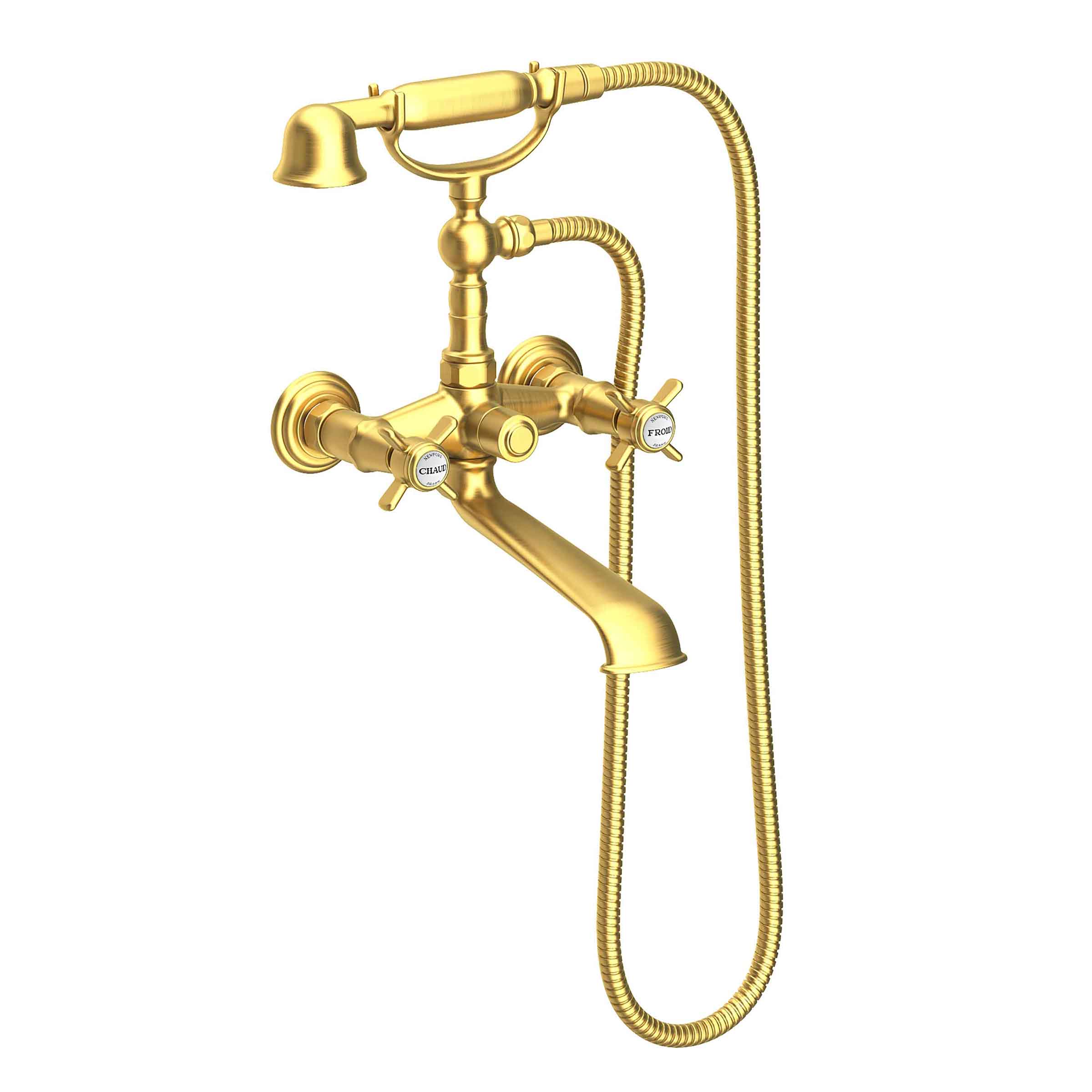 Newport Brass Fairfield Exposed Tub & Hand Shower Set - Wall Mount Satin Brass (PVD)