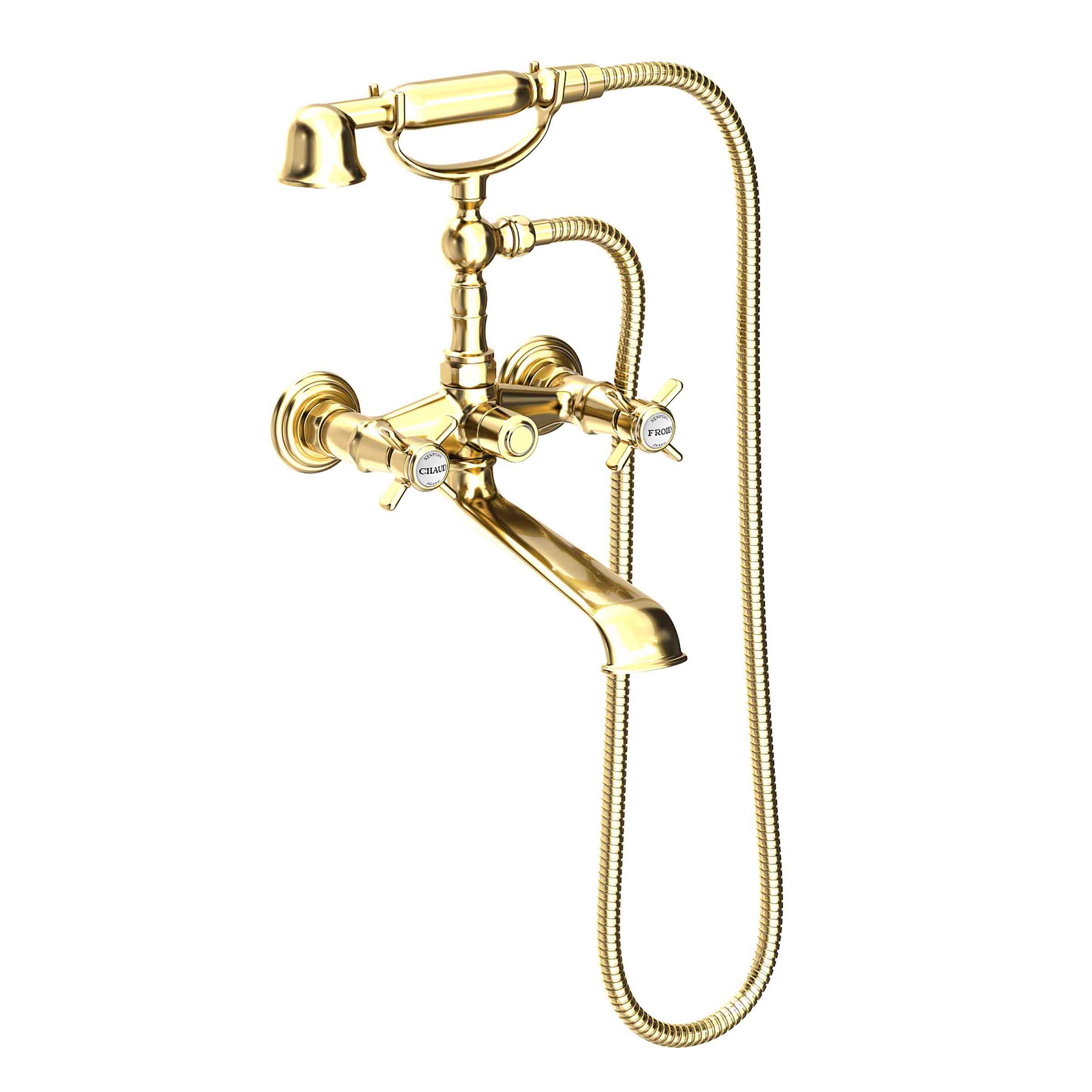 Newport Brass Fairfield Exposed Tub & Hand Shower Set - Wall Mount Forever Brass (PVD)