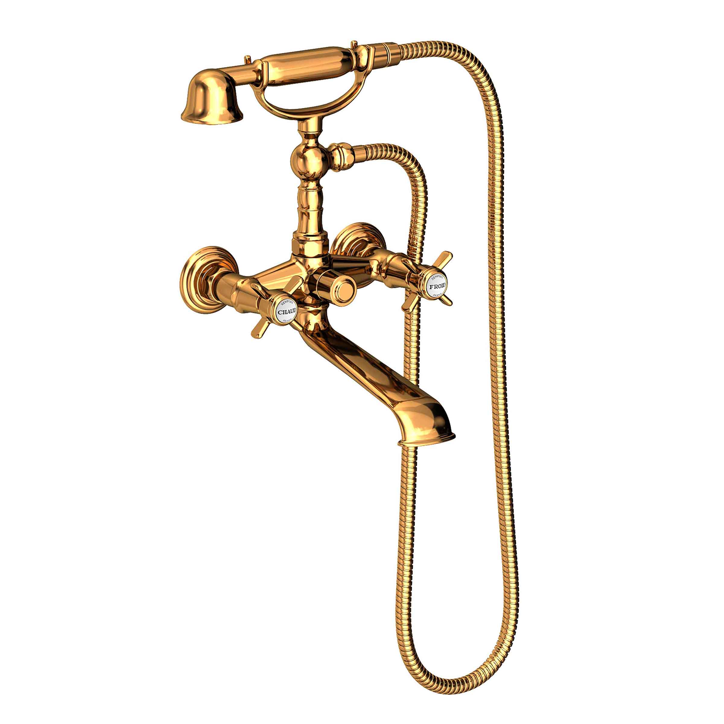 Newport Brass Fairfield Exposed Tub & Hand Shower Set - Wall Mount Polished Gold (PVD)
