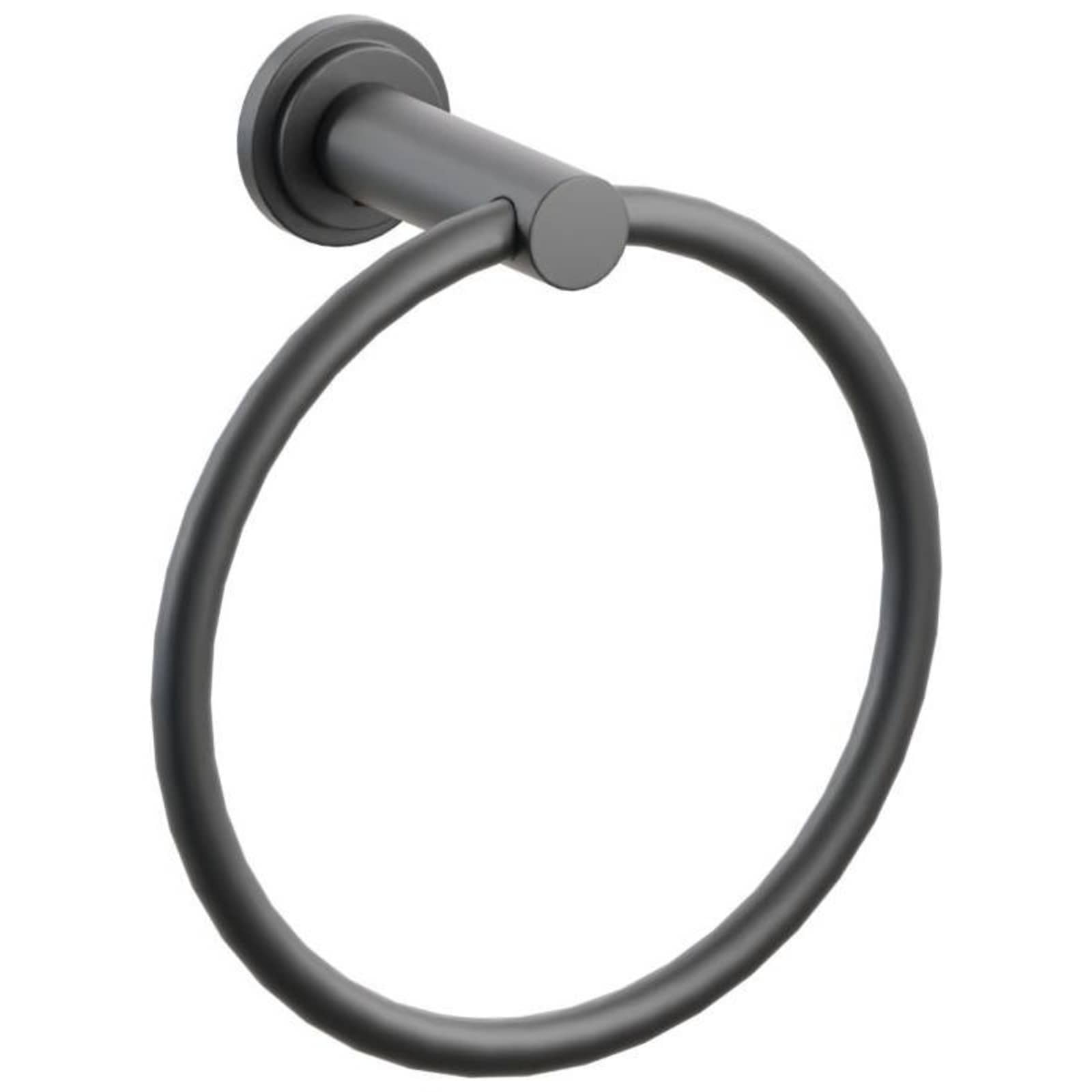 Emtek Modern Tubular 6-3/4" Wall Mounted Towel Ring with Step Disc Rosette