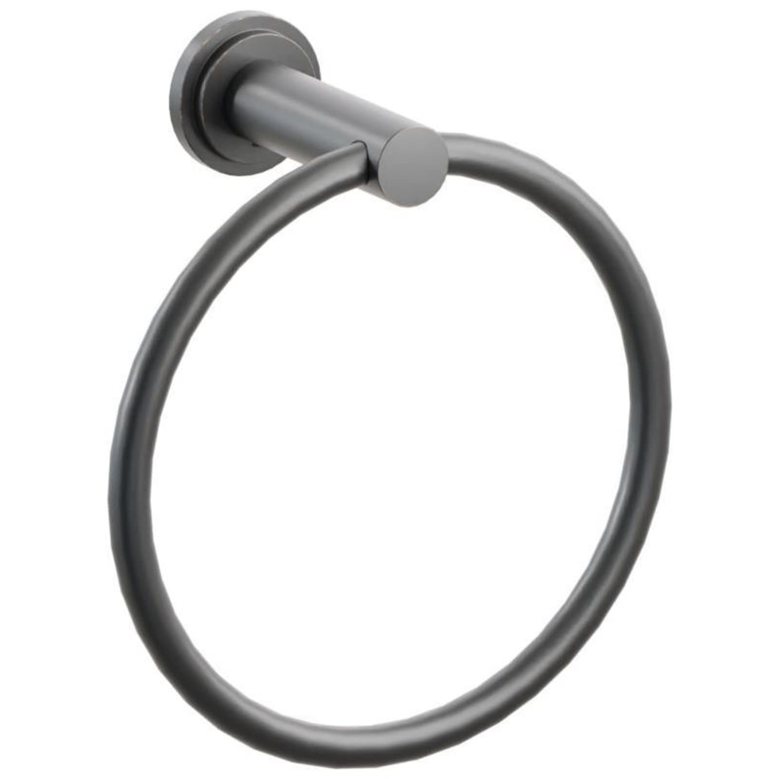 Emtek Modern Tubular 6-3/4" Wall Mounted Towel Ring with Step Disc Rosette