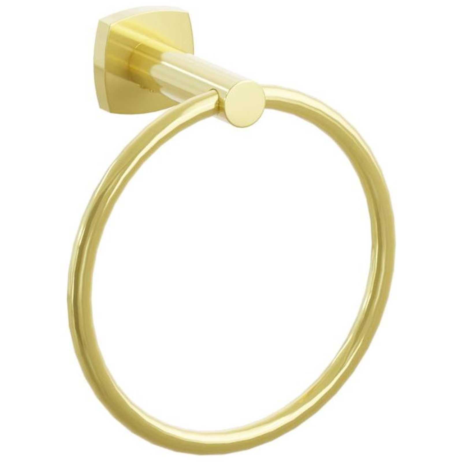 Emtek Modern Tubular 6-3/4" Wall Mounted Towel Ring with Soft Square Rosette