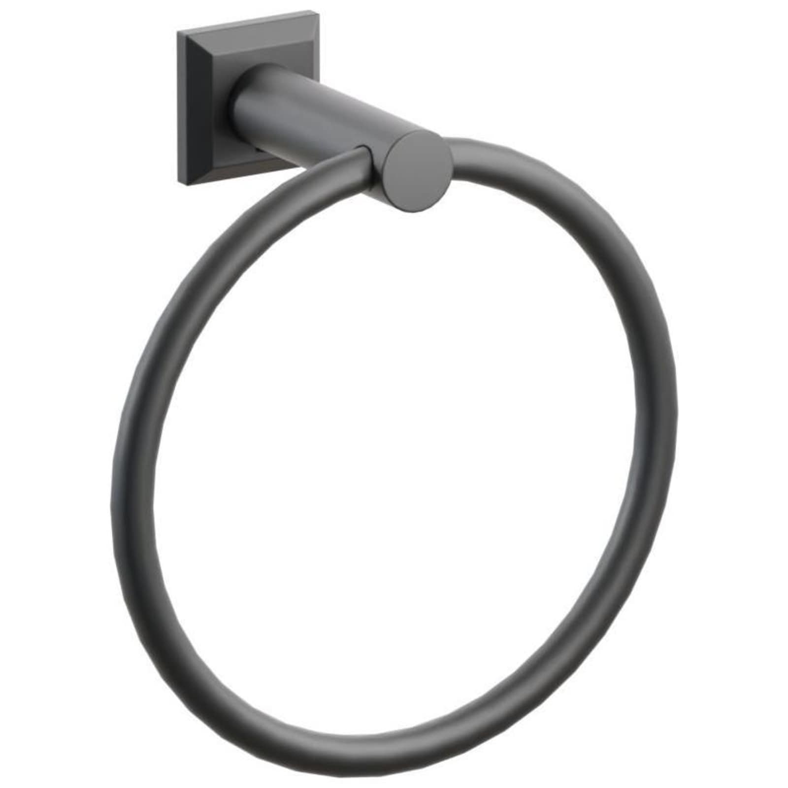 Emtek Modern Tubular 6-3/4" Wall Mounted Towel Ring with Chamfered Square Rosette
