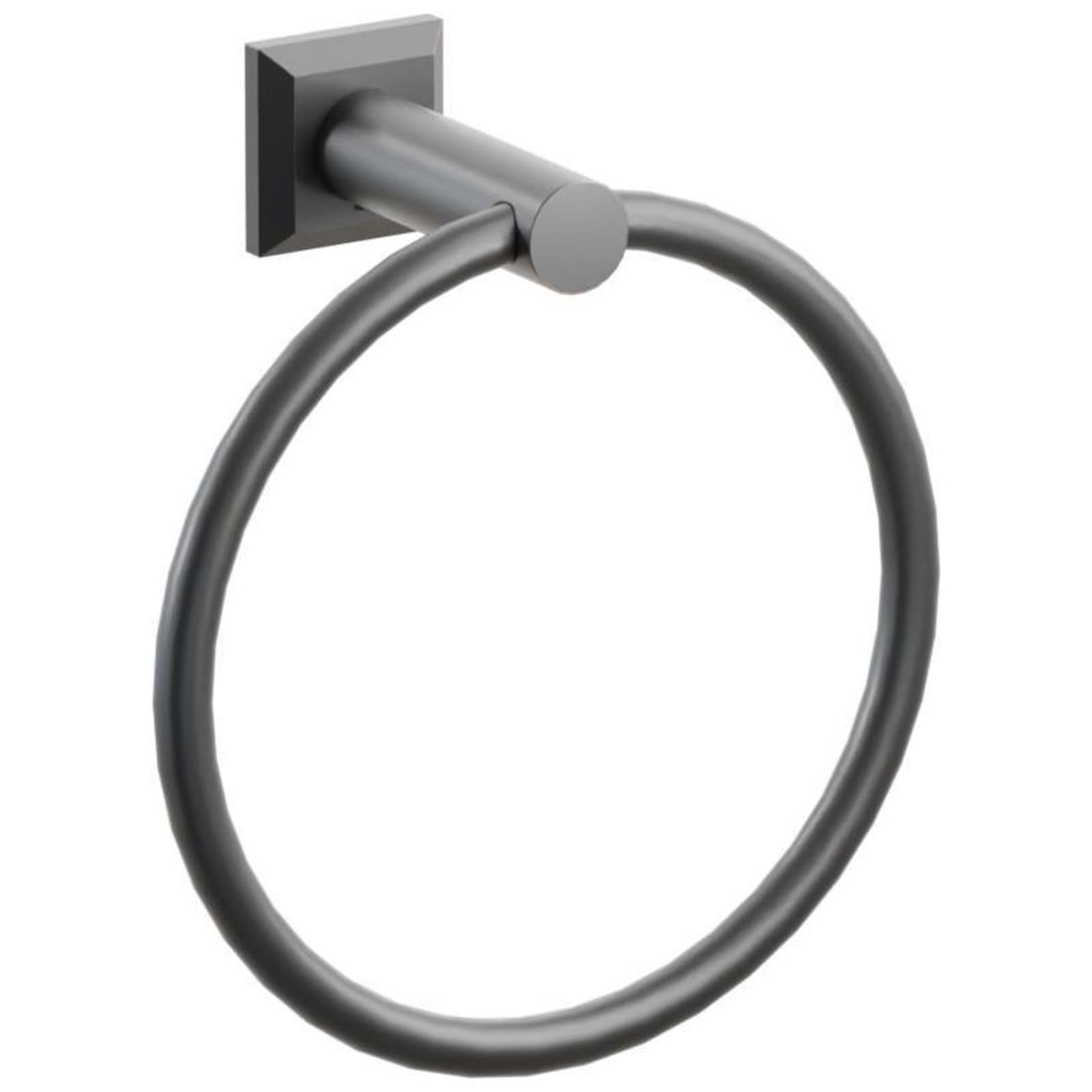 Emtek Modern Tubular 6-3/4" Wall Mounted Towel Ring with Chamfered Square Rosette