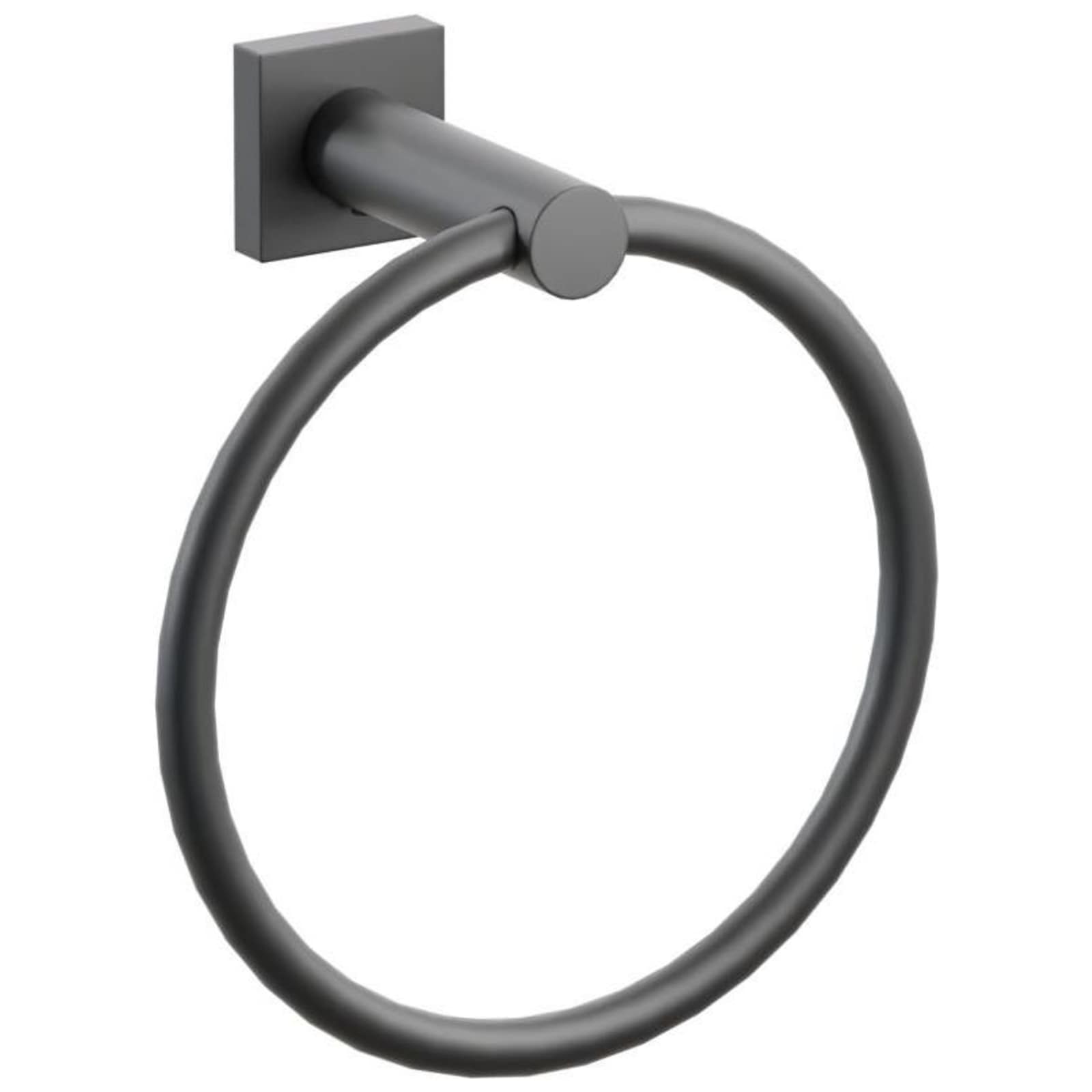 Emtek Modern Tubular 6-3/4" Wall Mounted Towel Ring with Small Square Rosette