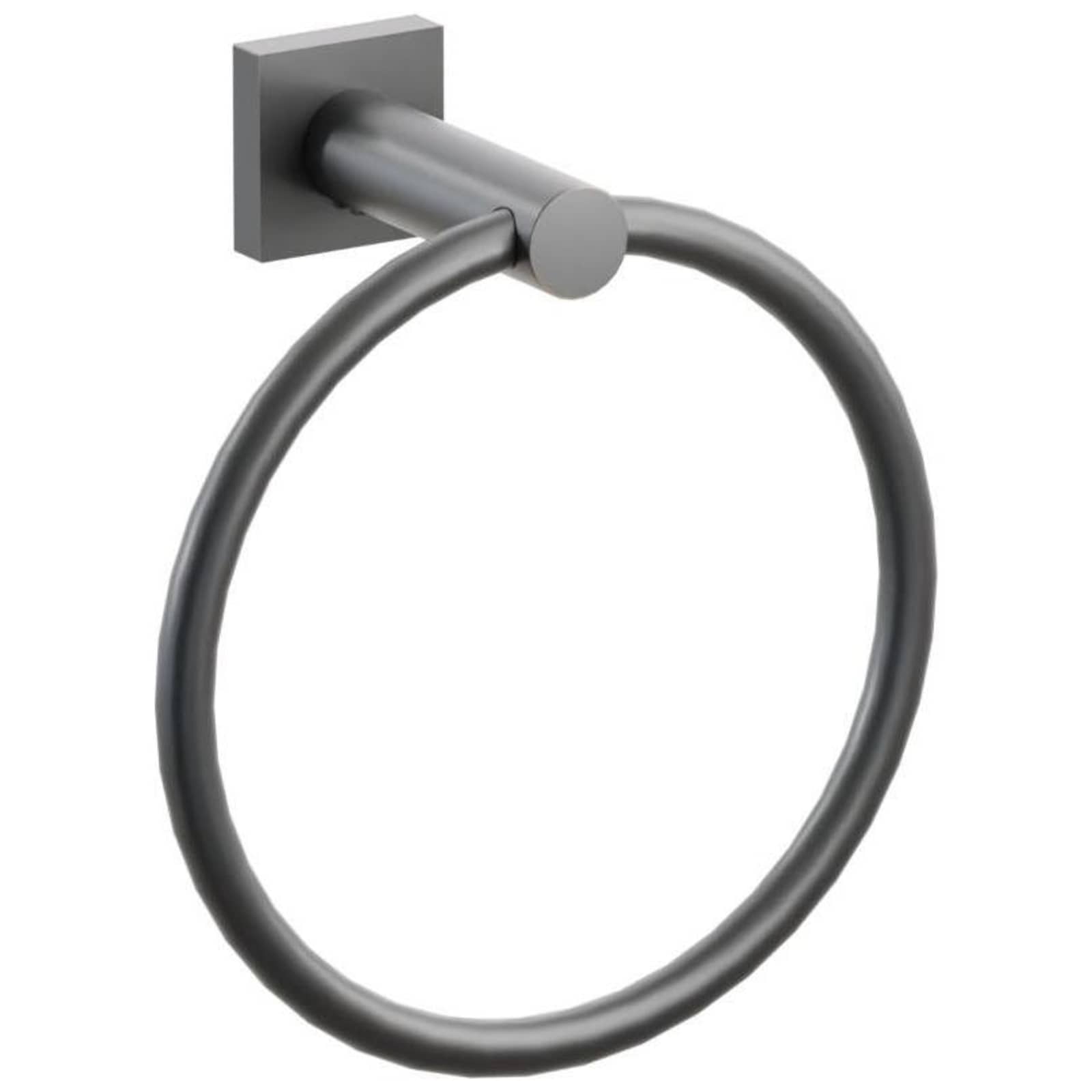 Emtek Modern Tubular 6-3/4" Wall Mounted Towel Ring with Small Square Rosette
