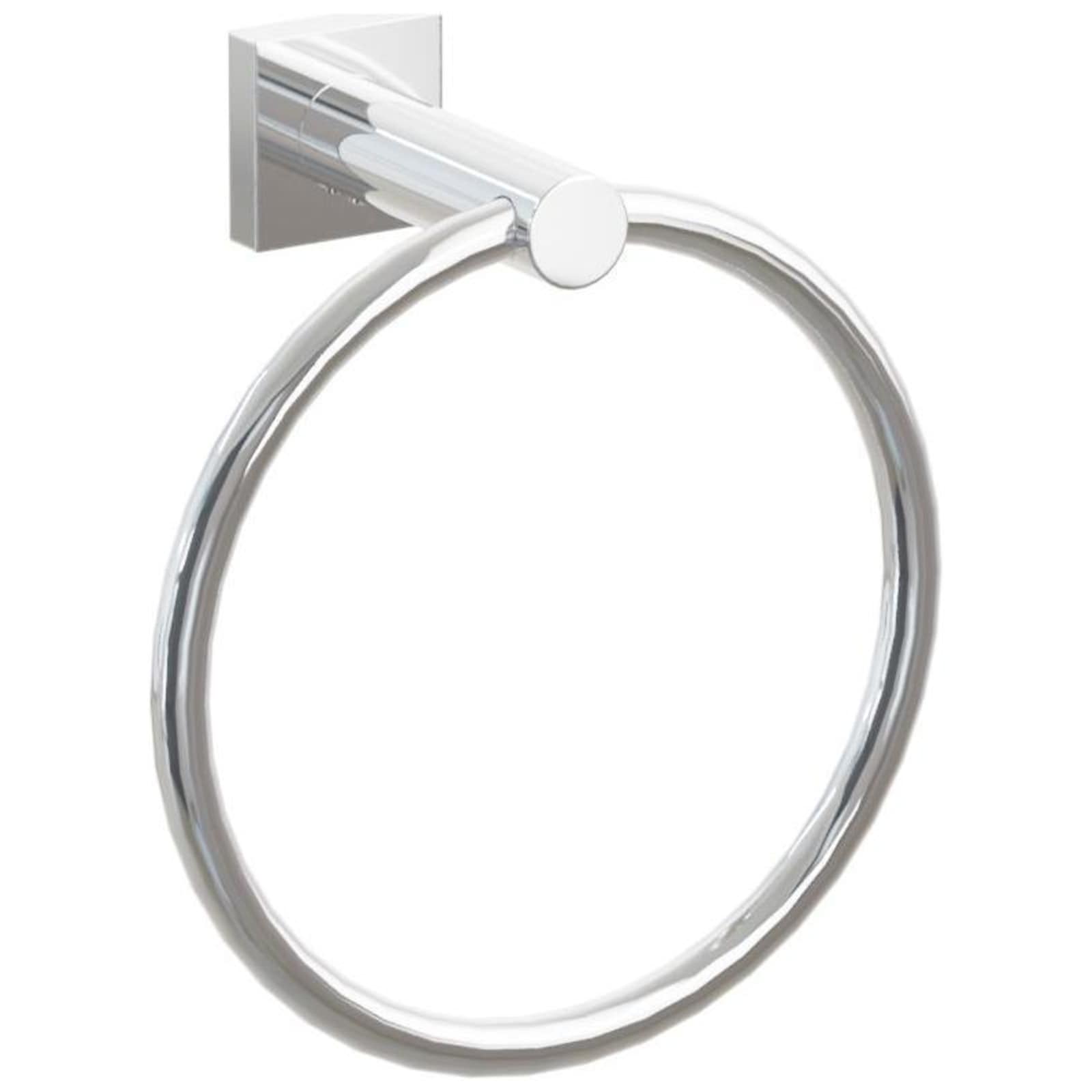 Emtek Modern Tubular 6-3/4" Wall Mounted Towel Ring with Small Square Rosette