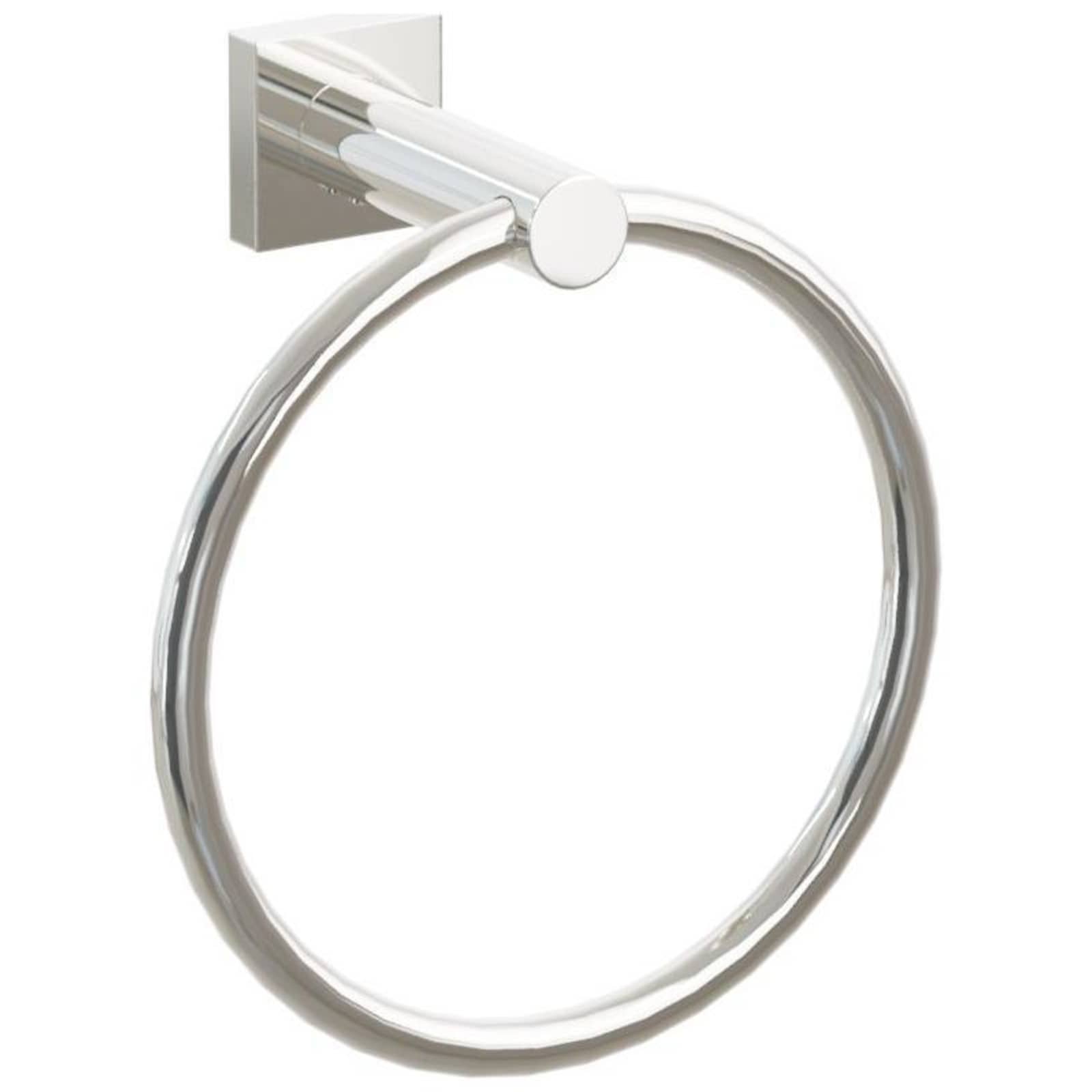 Emtek Modern Tubular 6-3/4" Wall Mounted Towel Ring with Small Square Rosette