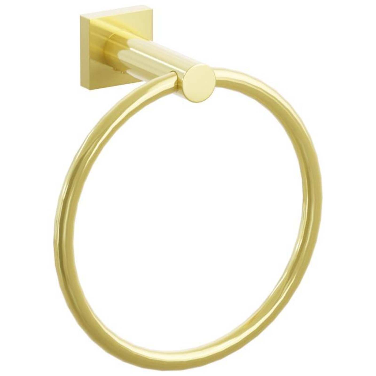 Emtek Modern Tubular 6-3/4" Wall Mounted Towel Ring with Small Square Rosette