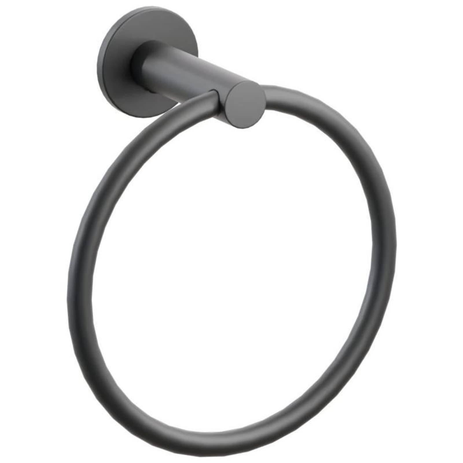 Emtek Modern Tubular 6-3/4" Wall Mounted Towel Ring with Small Disc Rosette