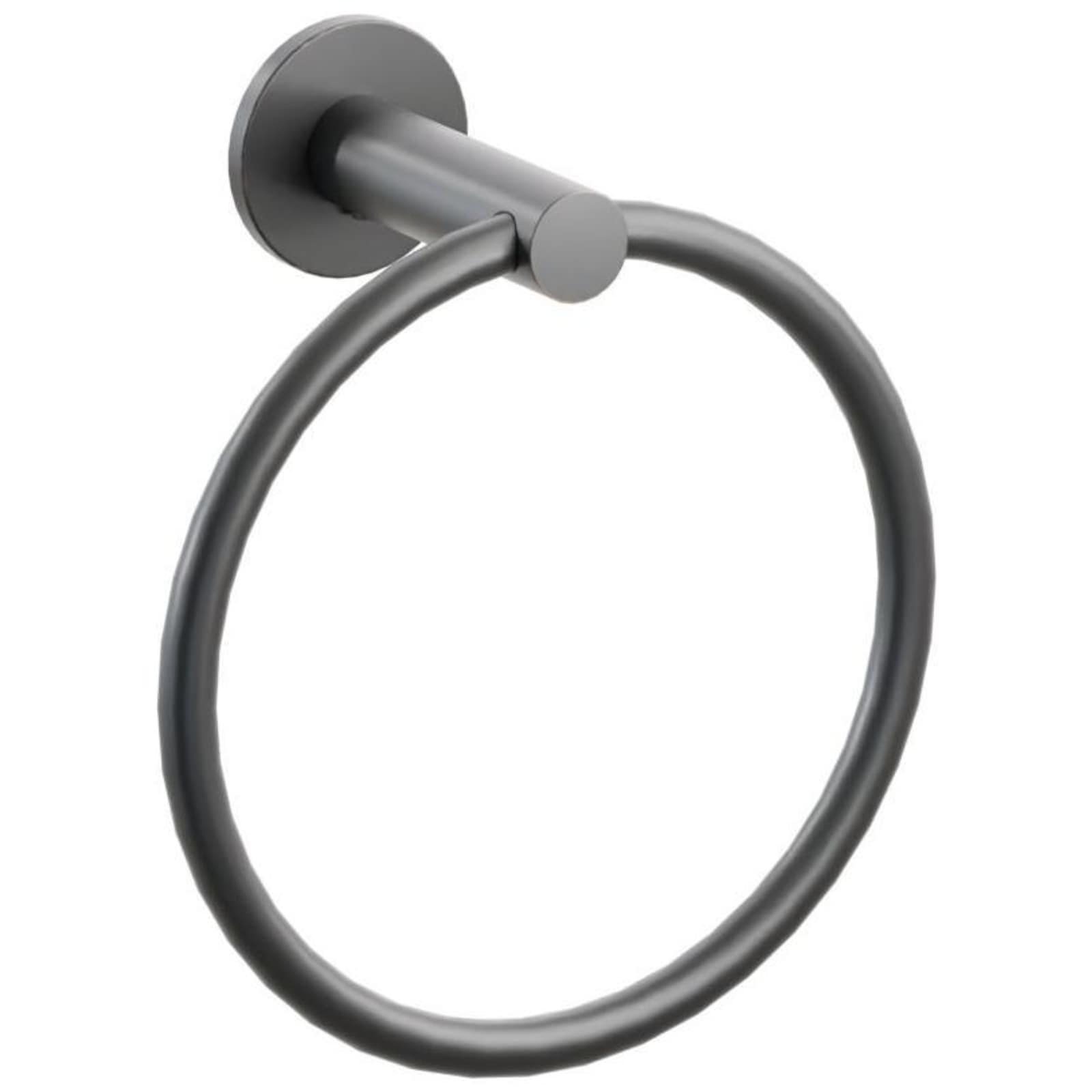 Emtek Modern Tubular 6-3/4" Wall Mounted Towel Ring with Small Disc Rosette