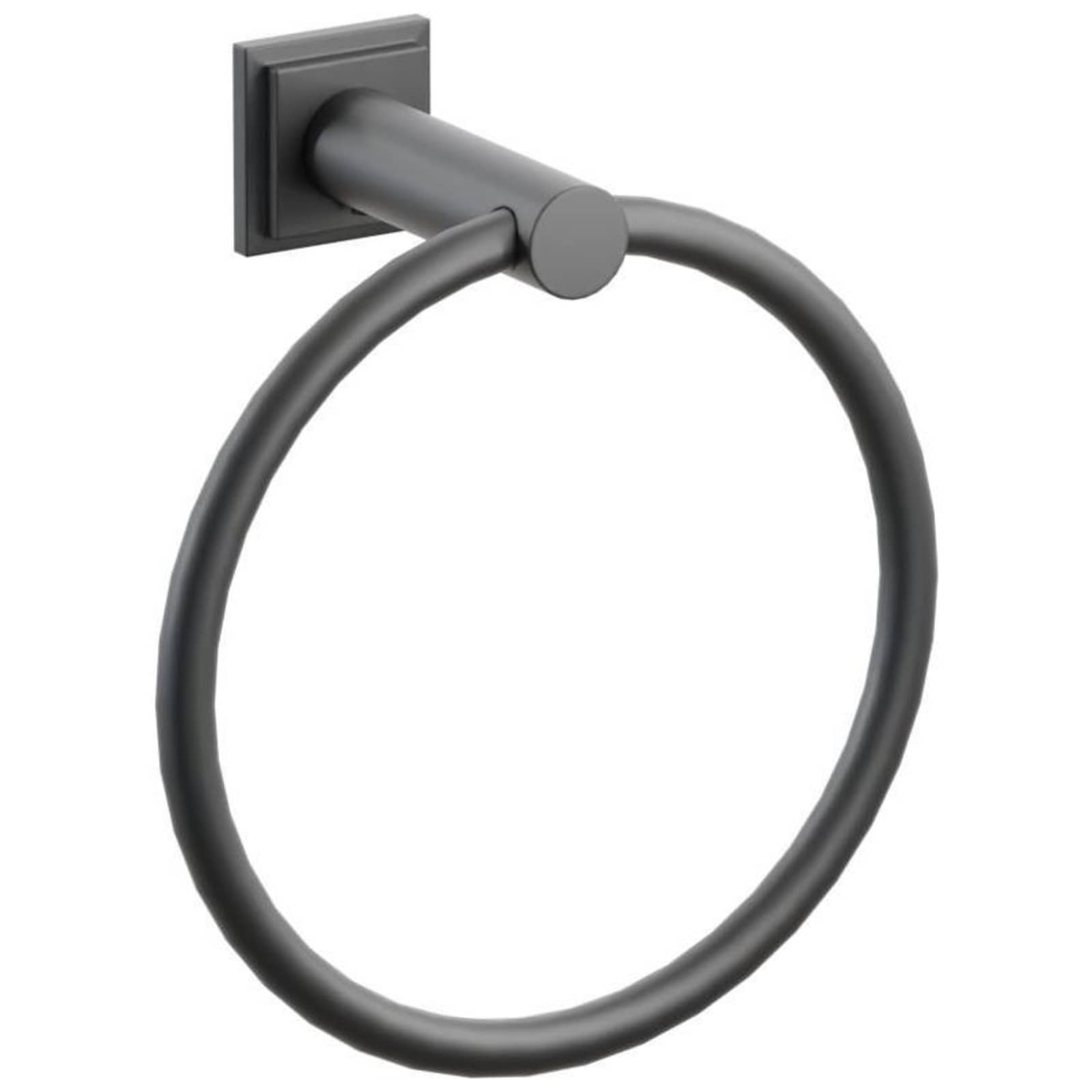 Emtek Modern Tubular 6-3/4" Wall Mounted Towel Ring with Step Square Rosette
