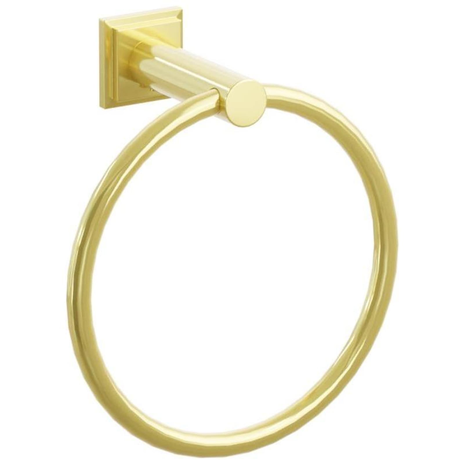 Emtek Modern Tubular 6-3/4" Wall Mounted Towel Ring with Step Square Rosette