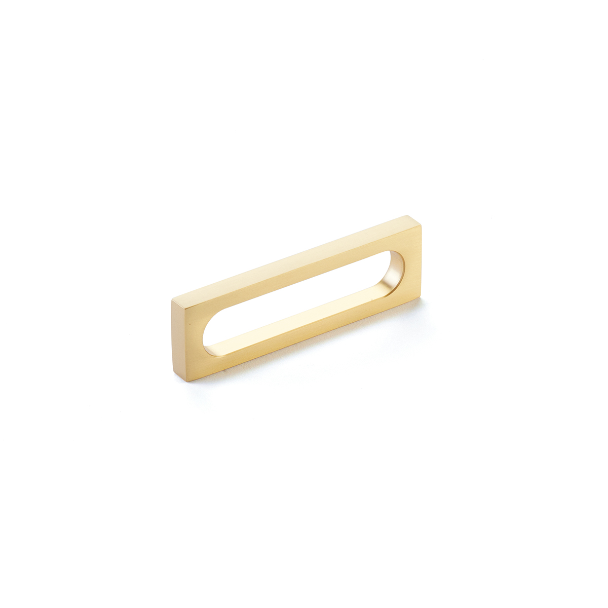 Schaub and Company Cafe, Pull, Modern Oval Slot, Satin Brass, 3-1/2" cc