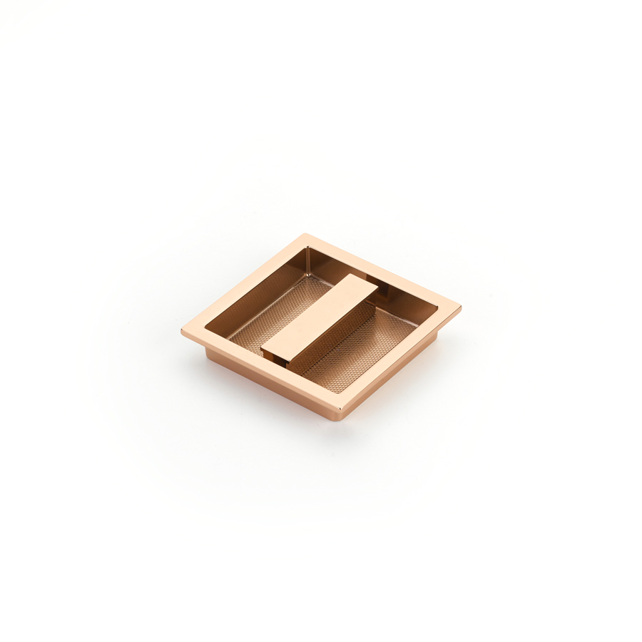Schaub and Company Modo, Recessed Pull, Polished Rose Gold, 3-7/8" x 3-7/8" Overall