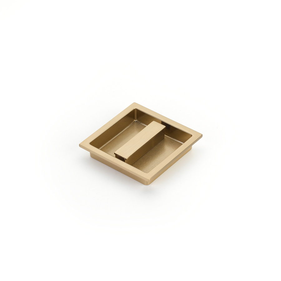 Schaub and Company Modo, Recessed Pull, Signature Satin Brass, 3-7/8" x 3-7/8" Overall