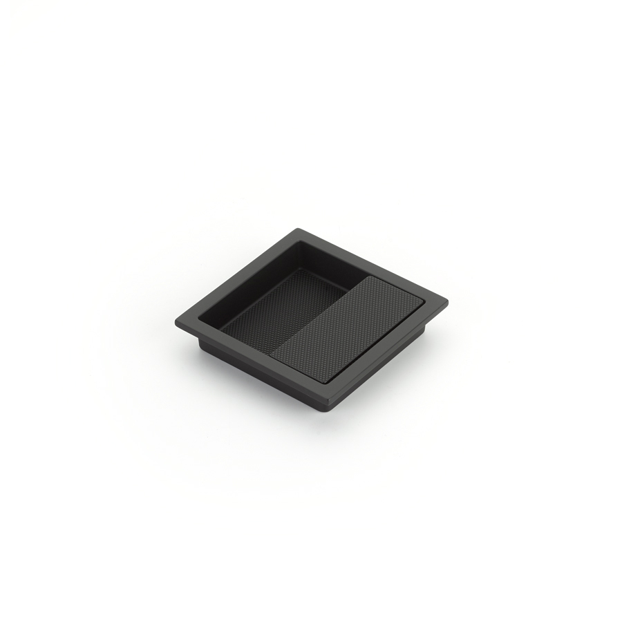 Schaub and Company Modo, Square Recessed Pull, Matte Black, 3-7/8" x 3-7/8" Overall