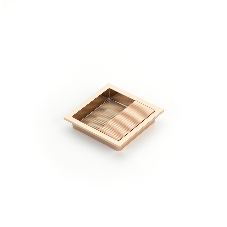 Schaub and Company Modo, Square Recessed Pull, Polished Rose Gold, 3-7/8" x 3-7/8" Overall