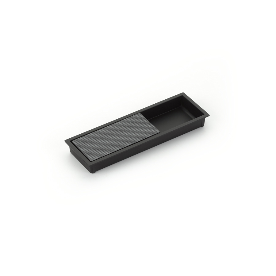 Schaub and Company MODO, Rectangular Mixed Recessed Pull, Matte Black/Gun Metal, 6-1/4" x 2" Overall