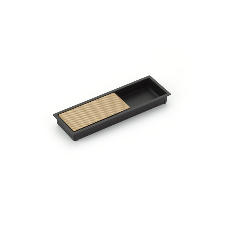 Schaub and Company MODO, Rectangular Mixed Recessed Pull, Matte Black/Signature Satin Brass, 6-1/4" x 2" Overall