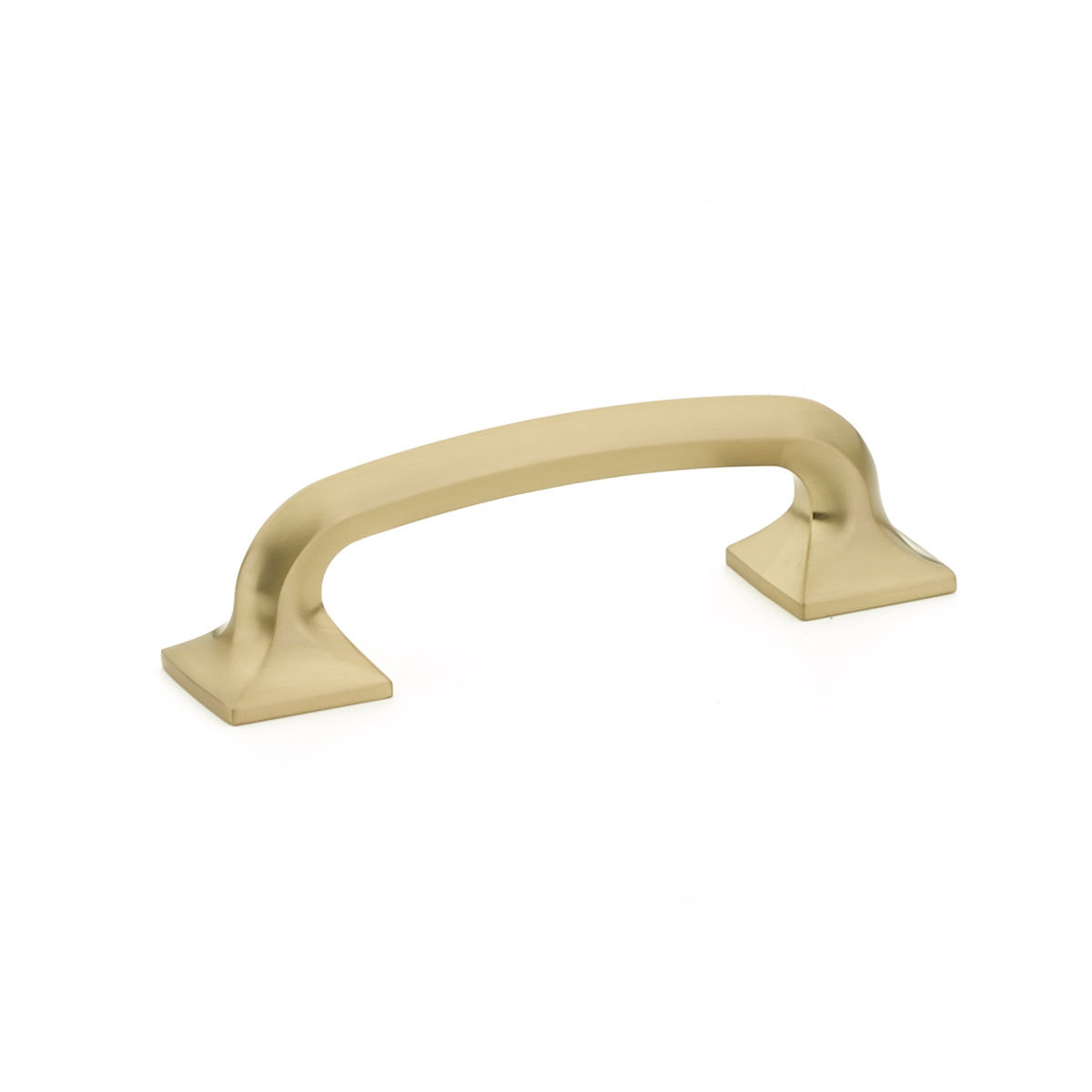 Schaub and Company Northport, Pull, square bases, 3-1/2" cc, Signature Satin Brass