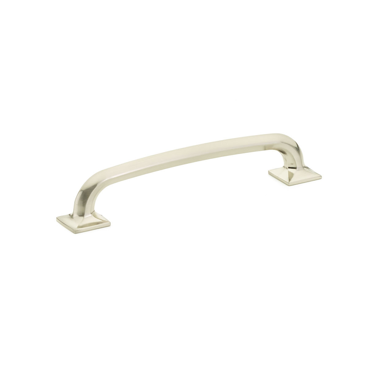 Schaub and Company Northport, Pull, square bases, 6" cc, Brushed Nickel
